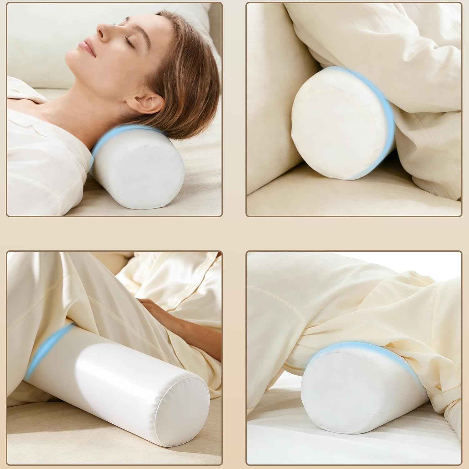 LAMB Orthopädisches Memory-Schaum-Kissen, ergonomisches Seitenschläferkissen, zwei in einem Nackenstützkissen und Nackenrolle, Kissen gegen Nackenschmerzen, Schlafkissen für Seiten, grau – Bild 8