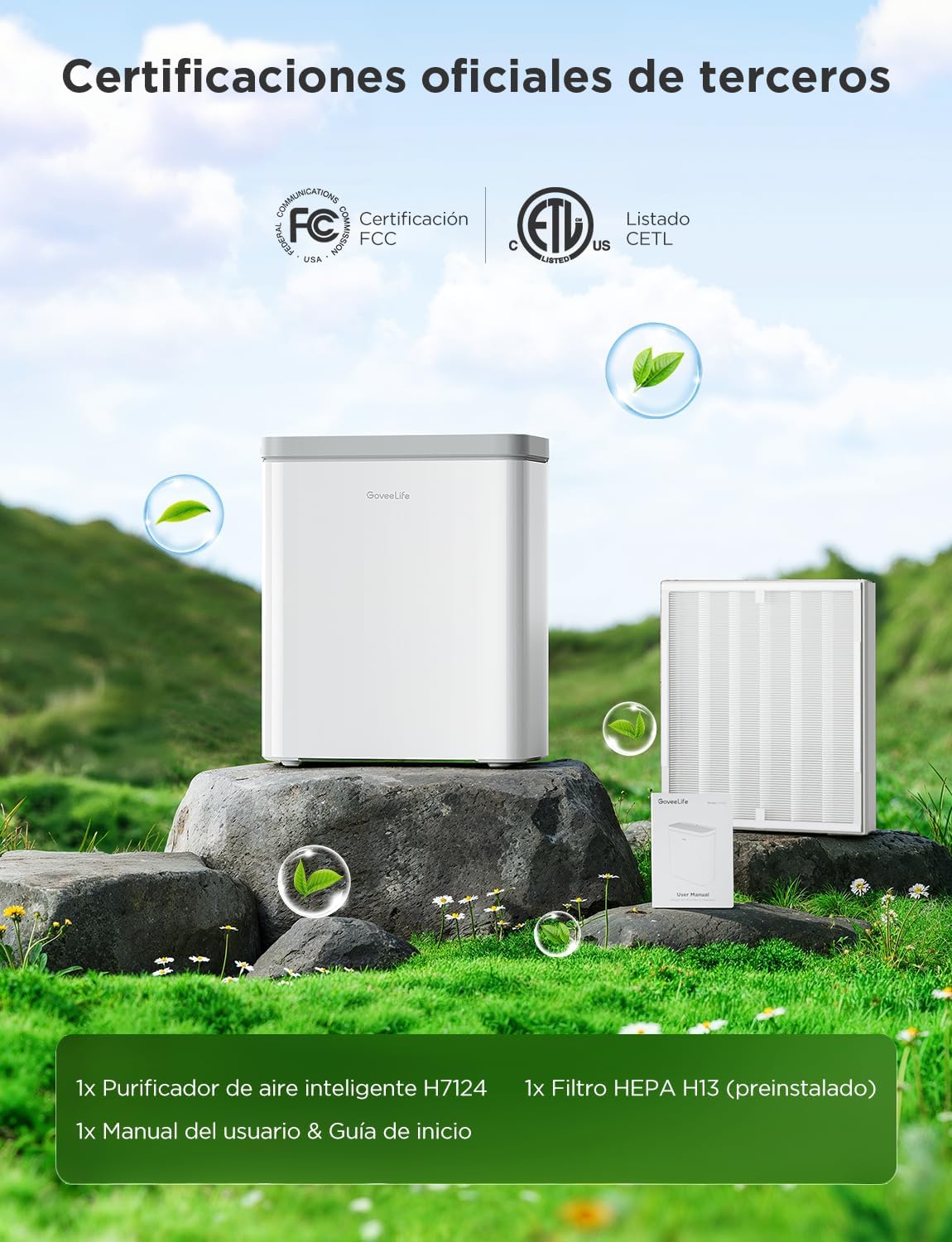 GoveeLife Smarter Luftreiniger für große Räume bis 97 m², PM2,5-Monitor, HEPA-Schlafmodus, 3-in-1-Luftreinigungsfilter mit App und Alexa-Steuerung für Tierhaare, Pollen, perfekt für Allergiker – Bild 8