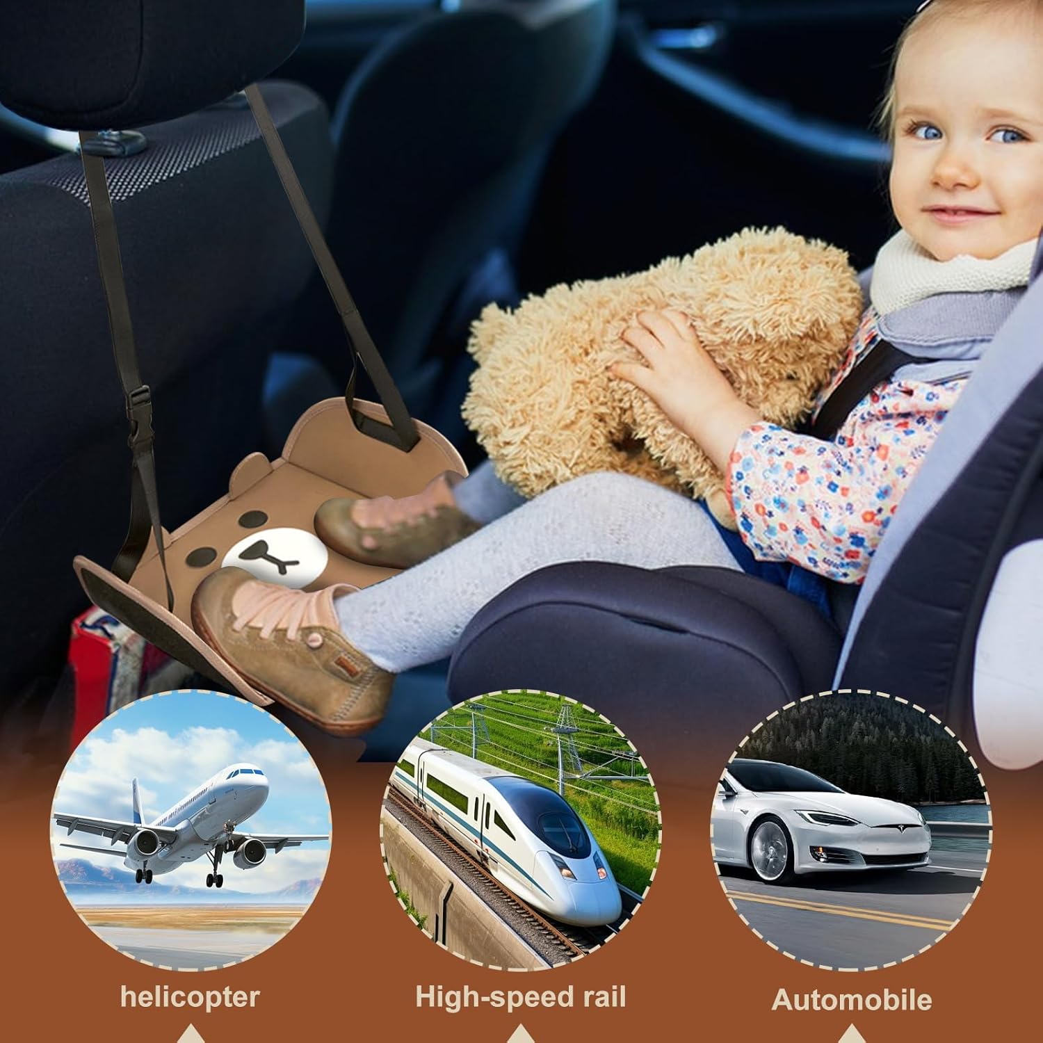 Fußstütze für Kinder, verstellbare Fußstütze für Flugzeug, Reisezubehör für Flugzeuge/Auto, nützliche Flugzeug-Gadgets machen Fernreisen einfach und bequem – Bild 6