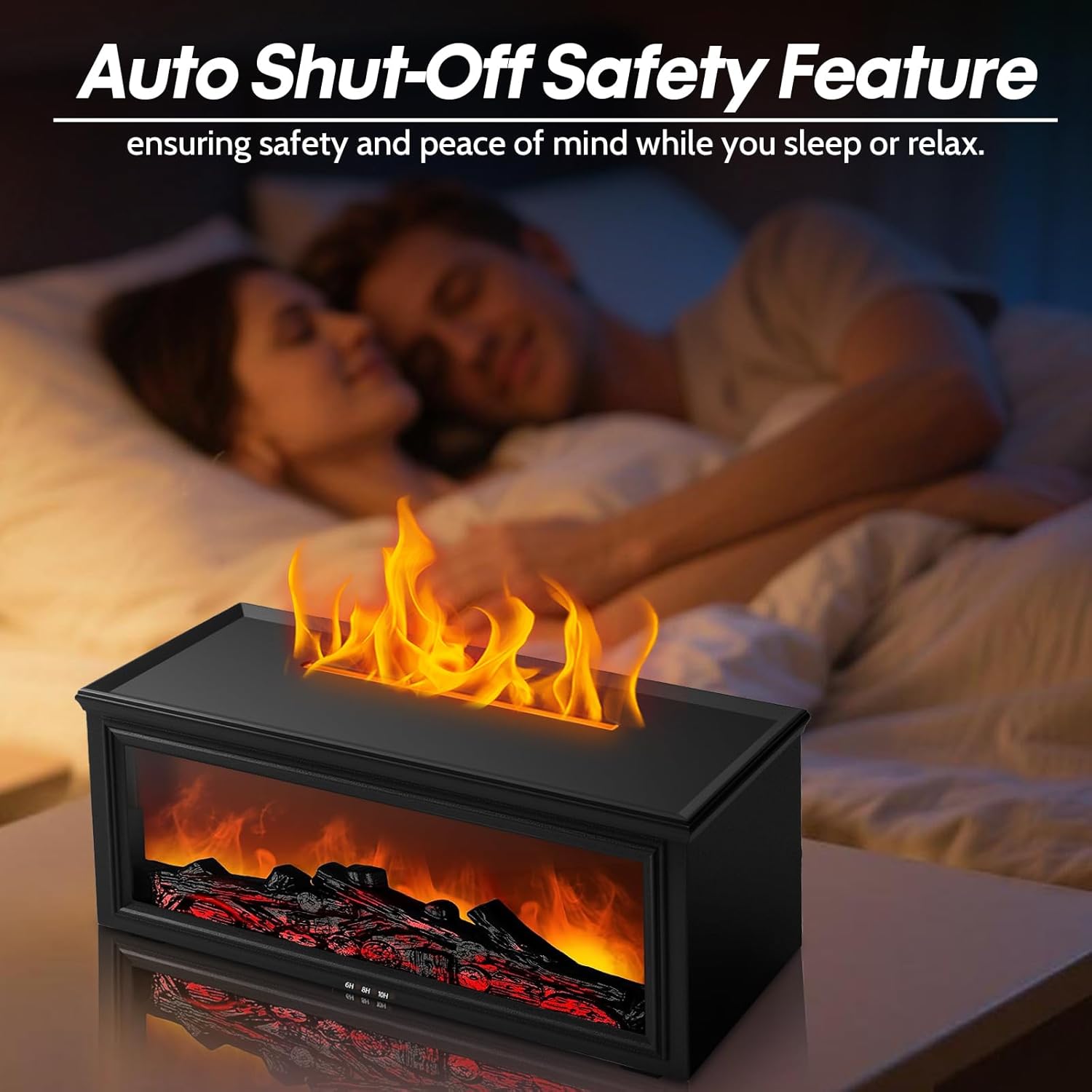 Aeshory Flammen Aroma Diffuser, 280ml USB Diffuser für Ätherische Öle, 7 Farben Licht Flammeneffekt, mit Fernbedienung, 4 Timer, Wasserlose Abschaltautomatik, Schwarz – Bild 7
