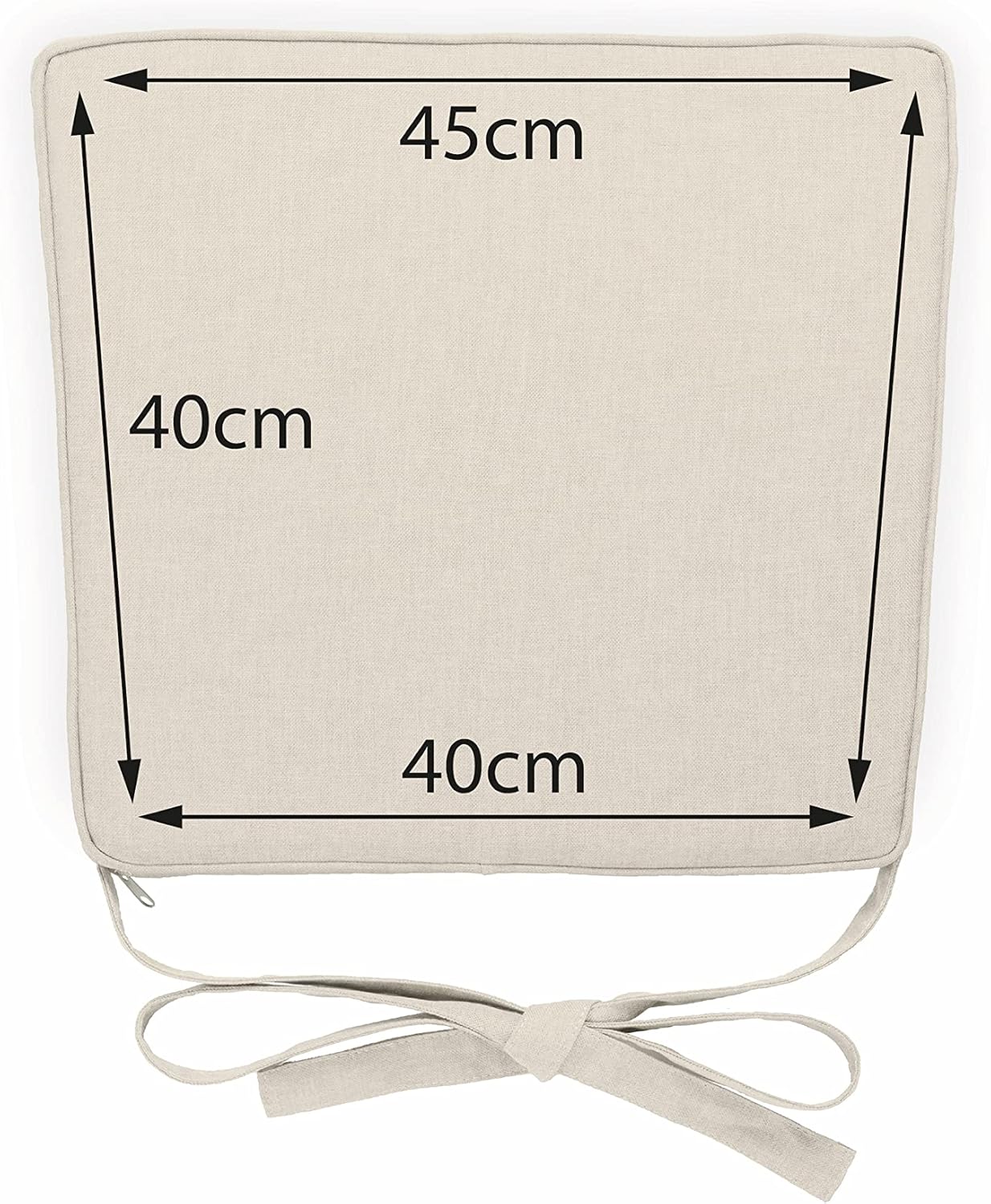 sunnypillow 4er-Set Stuhlkissen 40 x 45 x 5 cm | Kissenauflage für Stühle / Rattanstühle | Stuhlkissen mit Band | Innen/Außen | Ekru | – Bild 4
