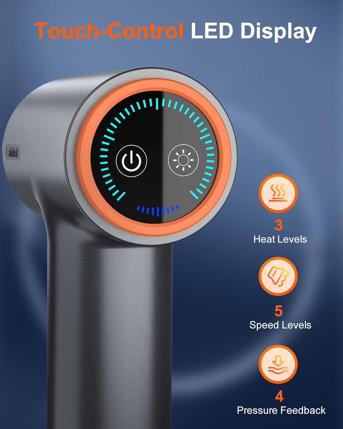arboleaf Massagepistole Tiefengewebe mit Wärmefunktion, Massagepistole LED-Touchscreen mit 5 Massagestufen, 3 Wärmestufen & 6 Massageköpfen, Muskelmassagegerät 10 mm Amplitude USB-C zur Entspannung – Bild 5