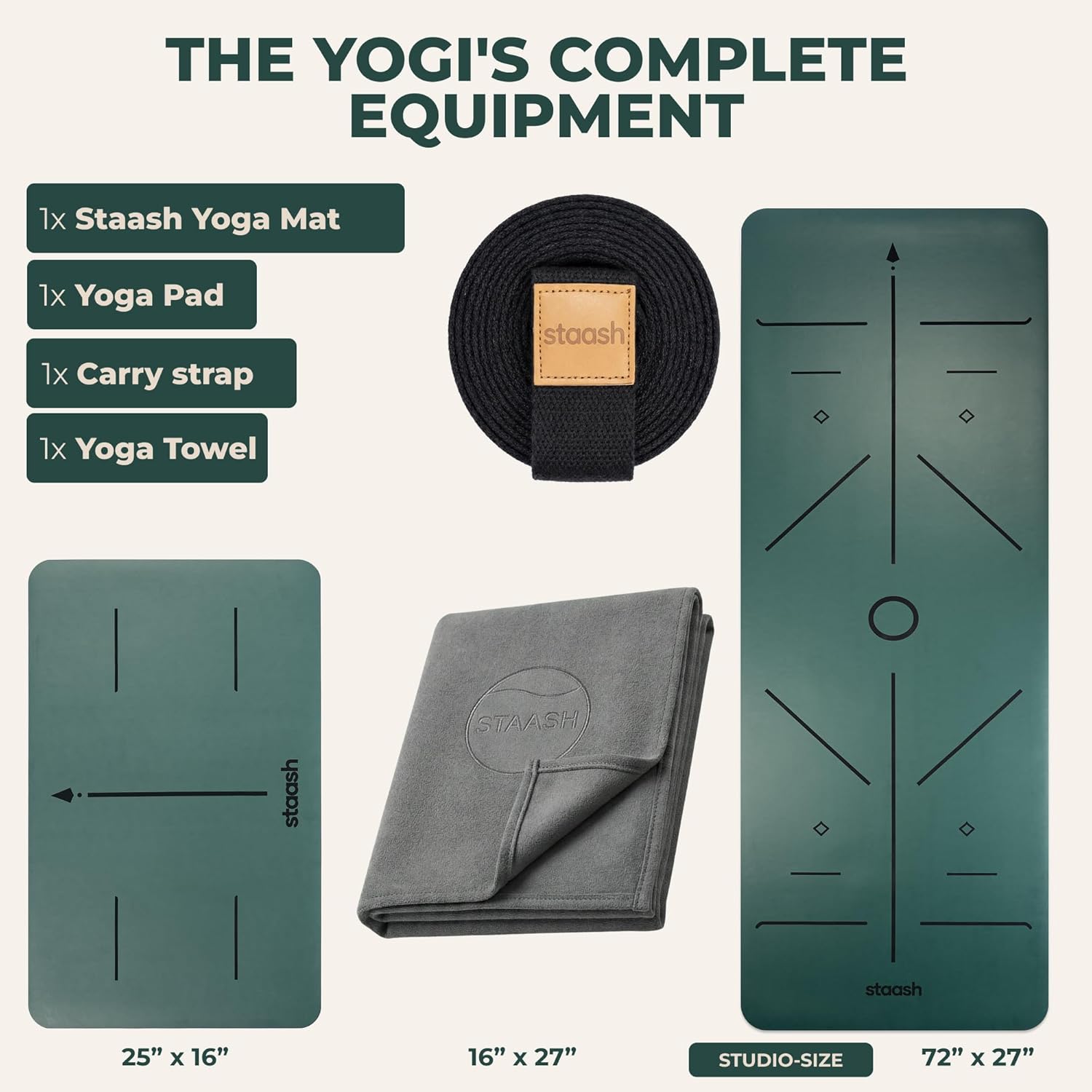 STAASH Premium Yoga Set – Yogamatte aus PU & Naturkautschuk + Mikrofasertuch + Yogagurt + Handpolster – Ultra Grip, umweltfreundlich & Studioqualität für anspruchsvolle Yogis – Bild 3