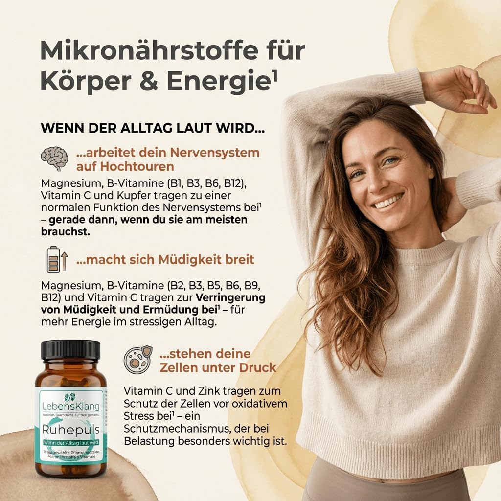 Ruhepuls – Innerer Frieden für Ihr Nervensystem¹ | Ashwagandha-Komplex | Harmonie-Balance | Entspannung | Gute Laune | Ashwaganda, Passionsblume & mehr | Nervenfutter-Geschenk – 30 Tabletten – Bild 5