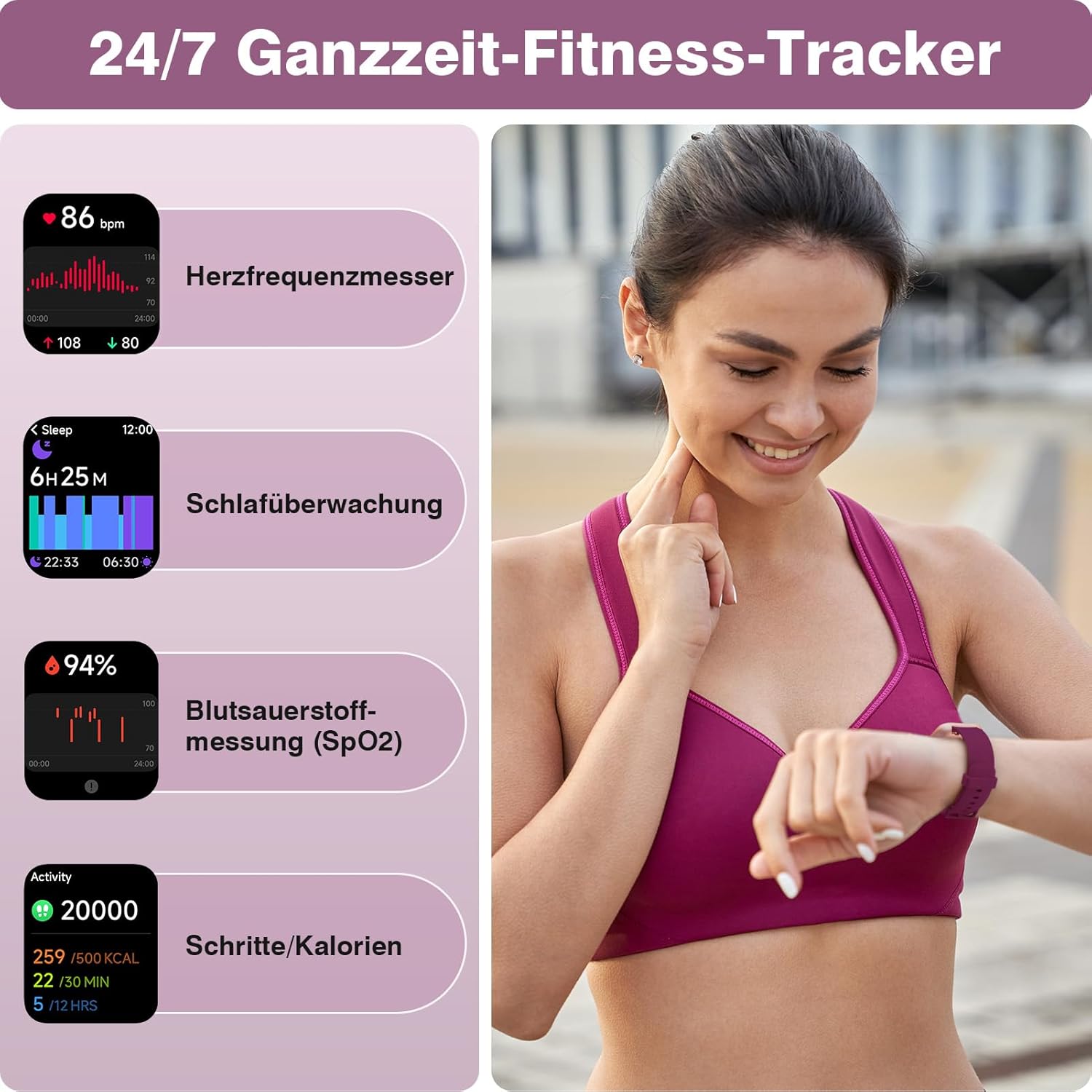 Damen Smartwatch mit Telefonfunktion, 1,85 Zoll HD Fitness Tracker mit Herzfrequenz SpO2 Schlafmonitor Schrittzähler Fitnessuhr Damen 120+ Sportmodi 3ATM wasserdichte Smartwatch für Samsung iOS Android – Bild 4