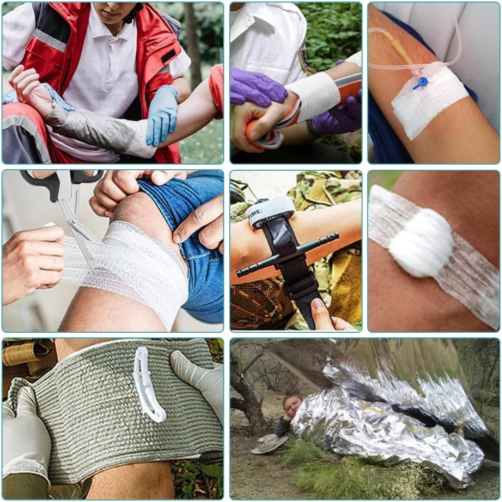Erste-Hilfe-Set Outdoor Militär, 61 Teile Erste-Hilfe-Set Militär, Ifak gefüllt, Notfallset, Survival-Set für Outdoor-Camping, Jagd, Wandern, Zuhause, Auto, Klettern (Militärgrün) – Bild 6