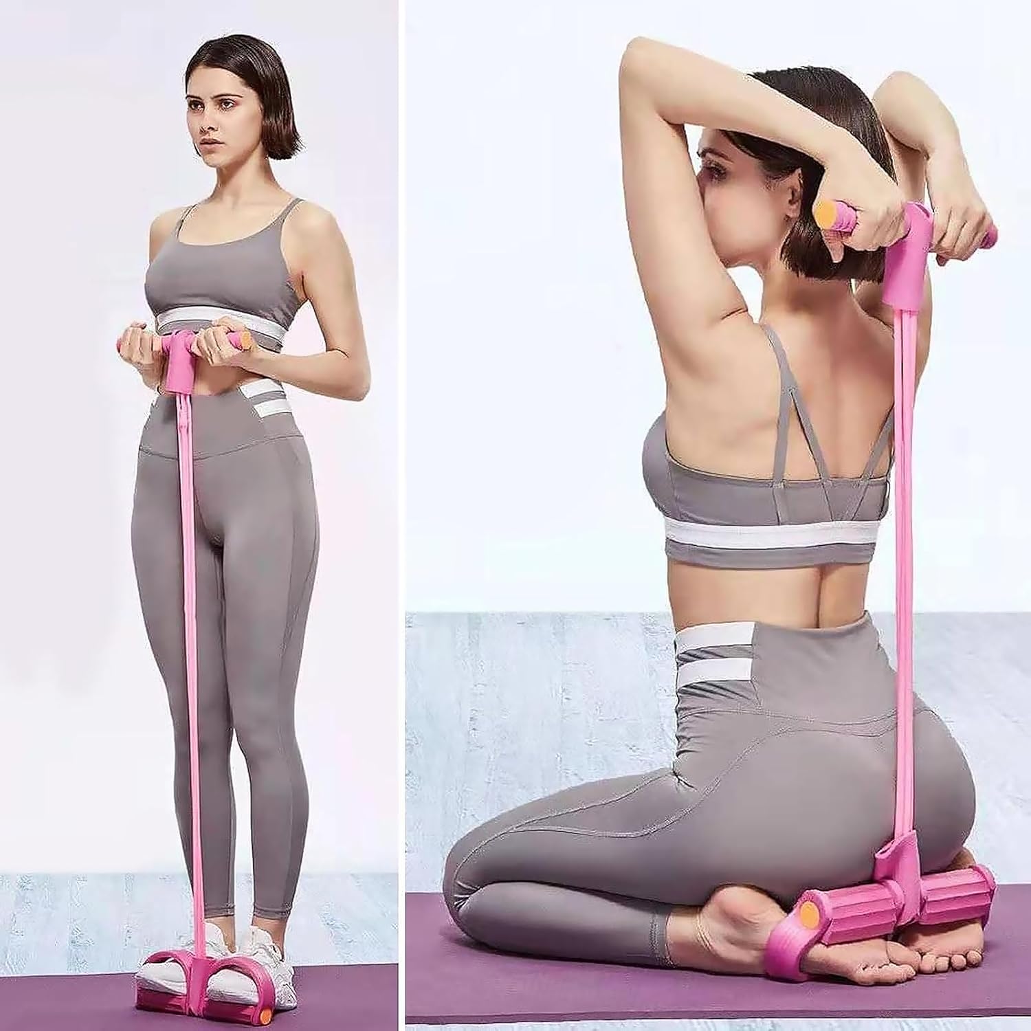 Pedal-Widerstandsband mit 8-förmigem Widerstandsband und Fitnessbändern, 6-Röhren-Gummi-elastisches Zugseil, Fitness-Übungsbänder, sicher und ungiftig – Bild 4