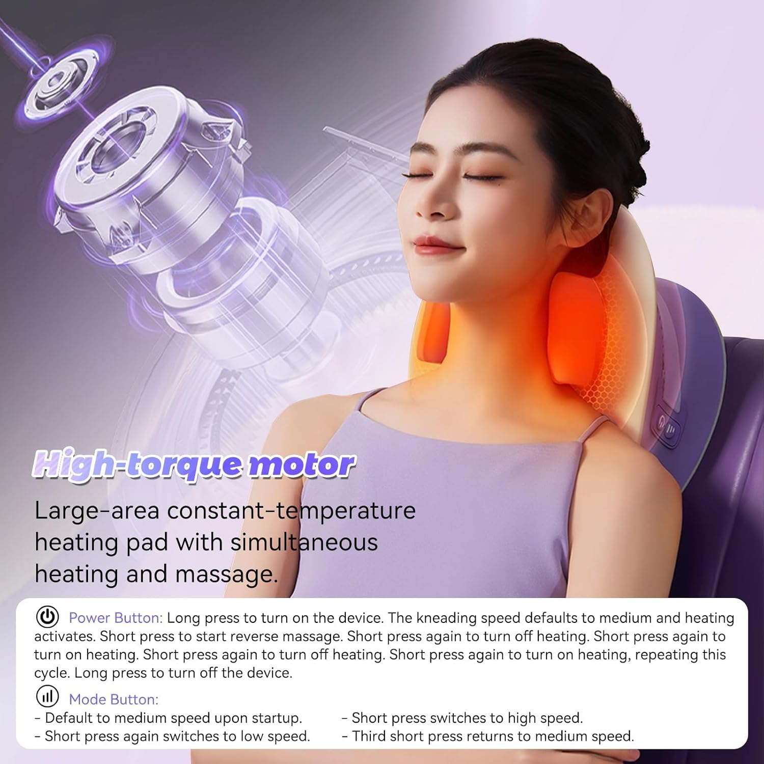 Nackenmassagegerät, Nackenmassagegerät mit Wärme, Shiatsu-Massagegerät, Simulation einer Fingermassage, kann zum Massieren verschiedener Körperteile verwendet werden, Geschenke für Männer und Frauen – Bild 3