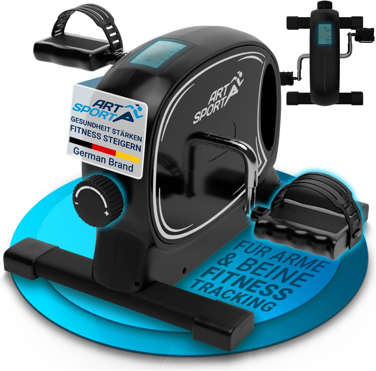 Juskys Sportivo Pedaltrainer, leiser Heimtrainer, Fitnessgerät, Senioren, Armtrainer, Beintrainer, Mini-Fahrrad für Zuhause
