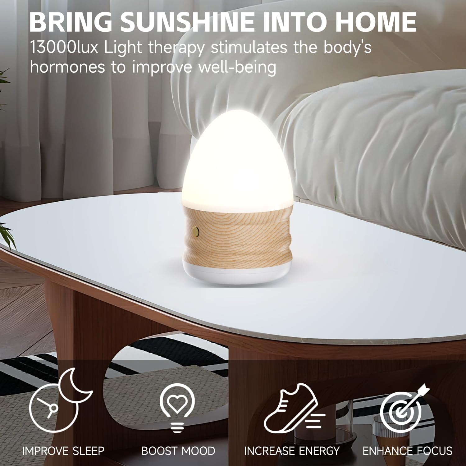Tageslichtlampe 13000 Lux Lichttherapielampe ohne UV & Flimmern, 3 Farbtemperaturen dimmbar mit Timer & Fernbedienung, Tageslichtlampe Schreibtisch für Stimmung, Energie & Konzentration, Zuhause & Büro – Bild 2
