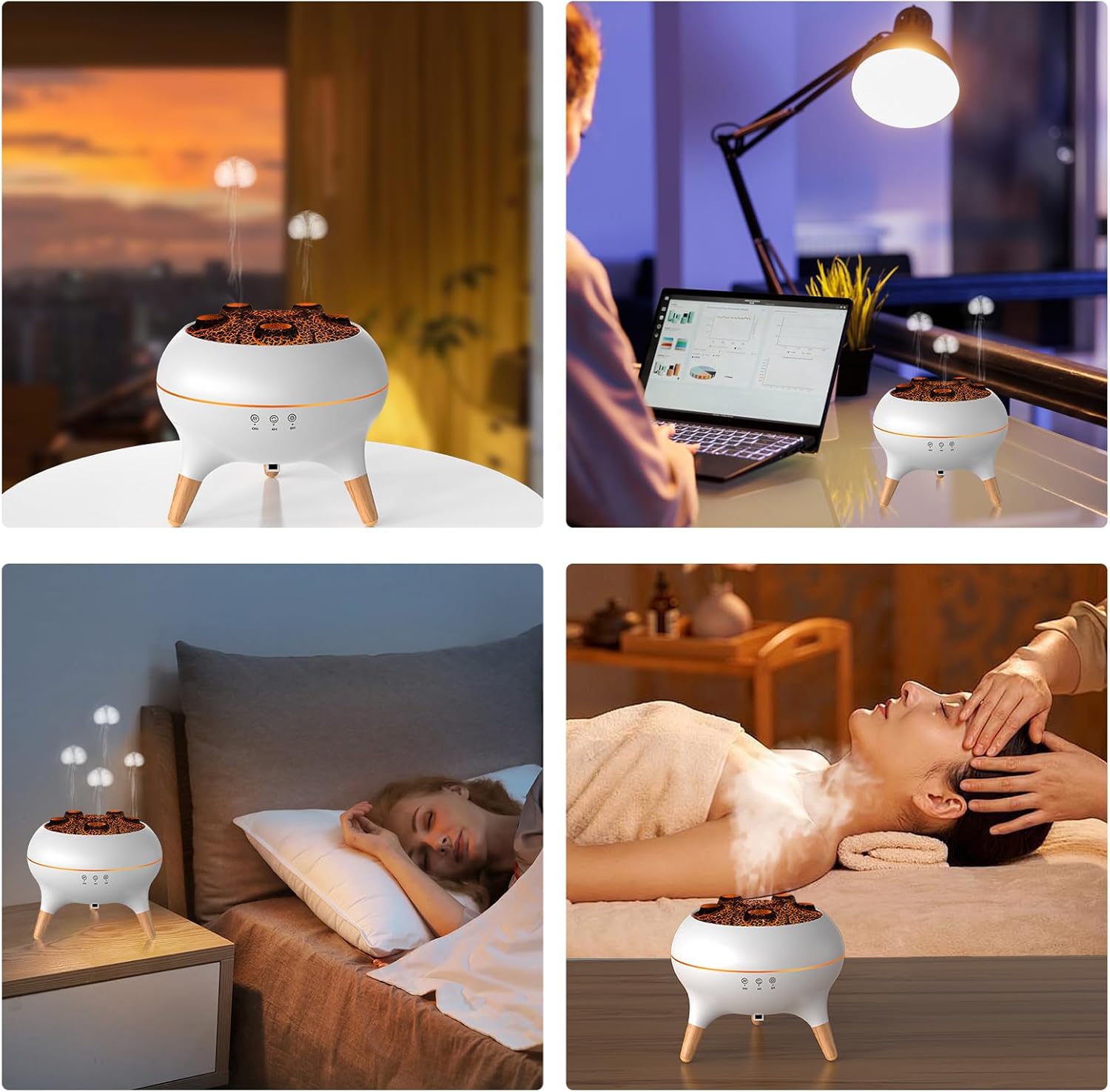Flammen-Aroma-Diffusor, 250 ml, Luftbefeuchter Schlafzimmer, 2 Sprühmuster, Duftöl-Diffusor, Luftdiffusor-Luftbefeuchter mit 7 Farben, LED-Licht & Timing-Funktion, Entschärfer für Kinder – Bild 7