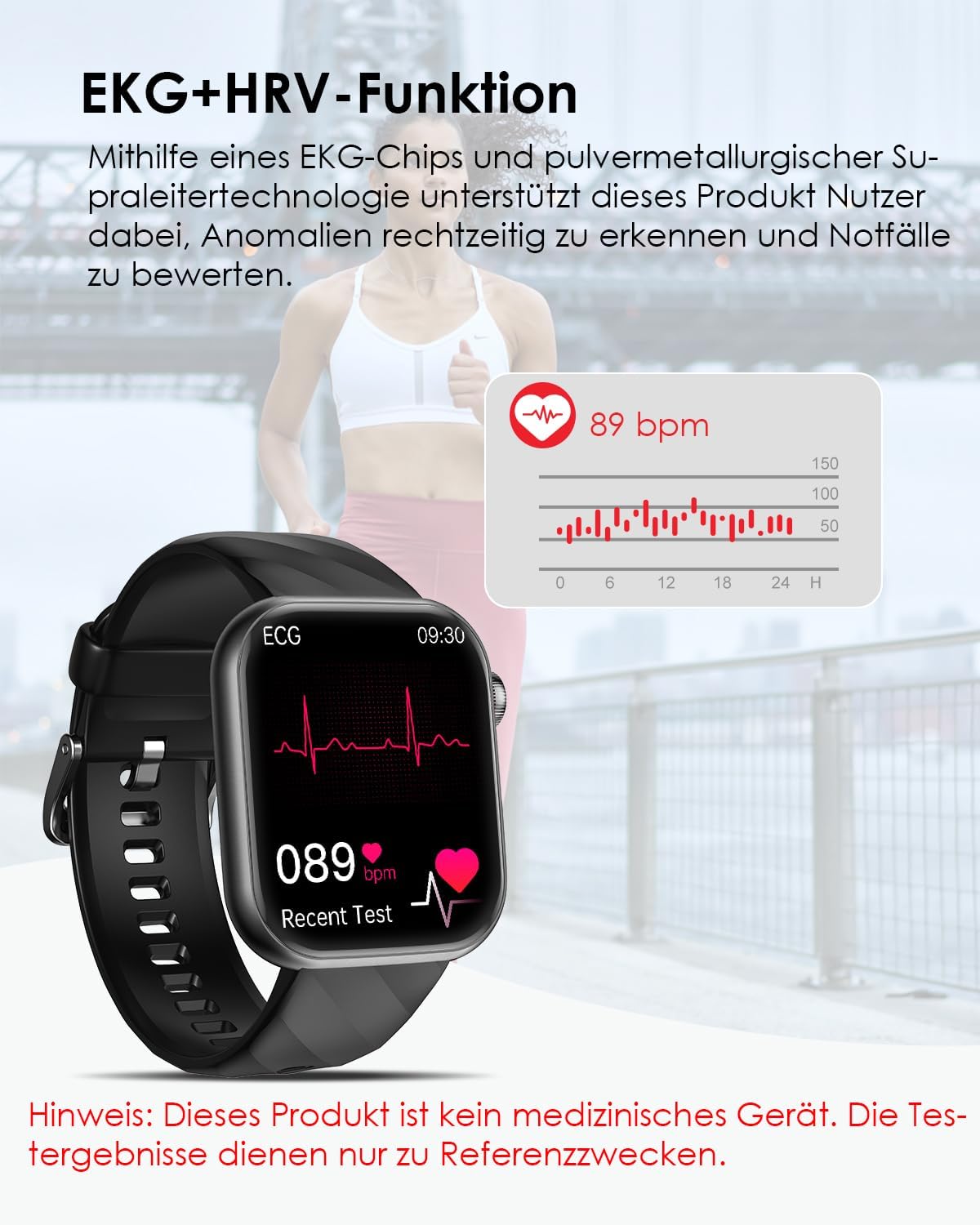 2026 Neu Smartwatch EKG+HRV/BMI/Harnsäure/ΒΙυtzυcker Herren Damen, 1.97'' AMOLED Gesundheitsuhr mit Bluetooth Anrufe, 24H Blutdruck/Herzfrequenz/Schlafmonitor, SOS-Notruf Fitnessuhr für Android iOS – Bild 2