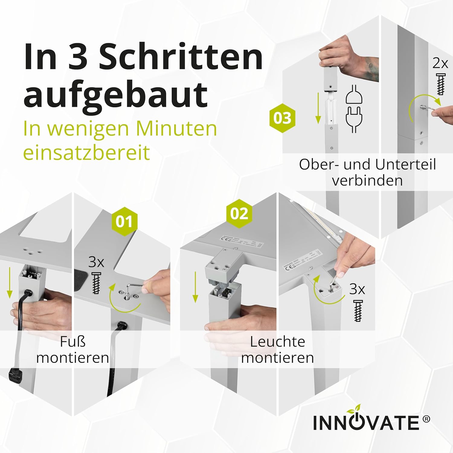 INNOVATE LED Stehlampe Büro dimmbar mit Uplighter Silber (7500 lm UGR< 19 80 W) Tageslichtlampe Schreibtisch Stehlampe dimmbar I Stehleuchte LED Home Office Schreibtische & Arbeitsplätze Stehlampen – Bild 8