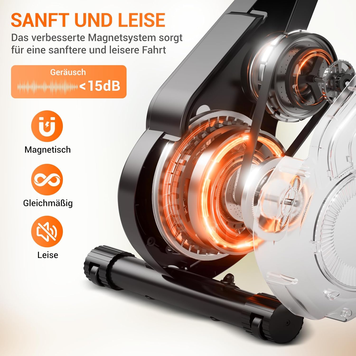 UMAY Ergometer Heimtrainer Fahrrad, 5-in-1-Heimtrainer, faltbares Indoor-Bike, 16 Stufen magnetischer Widerstand, Cardio mit Pulsmessung & LED-Anzeige, weicher Sitz, 136 kg Tragkraft – Bild 7