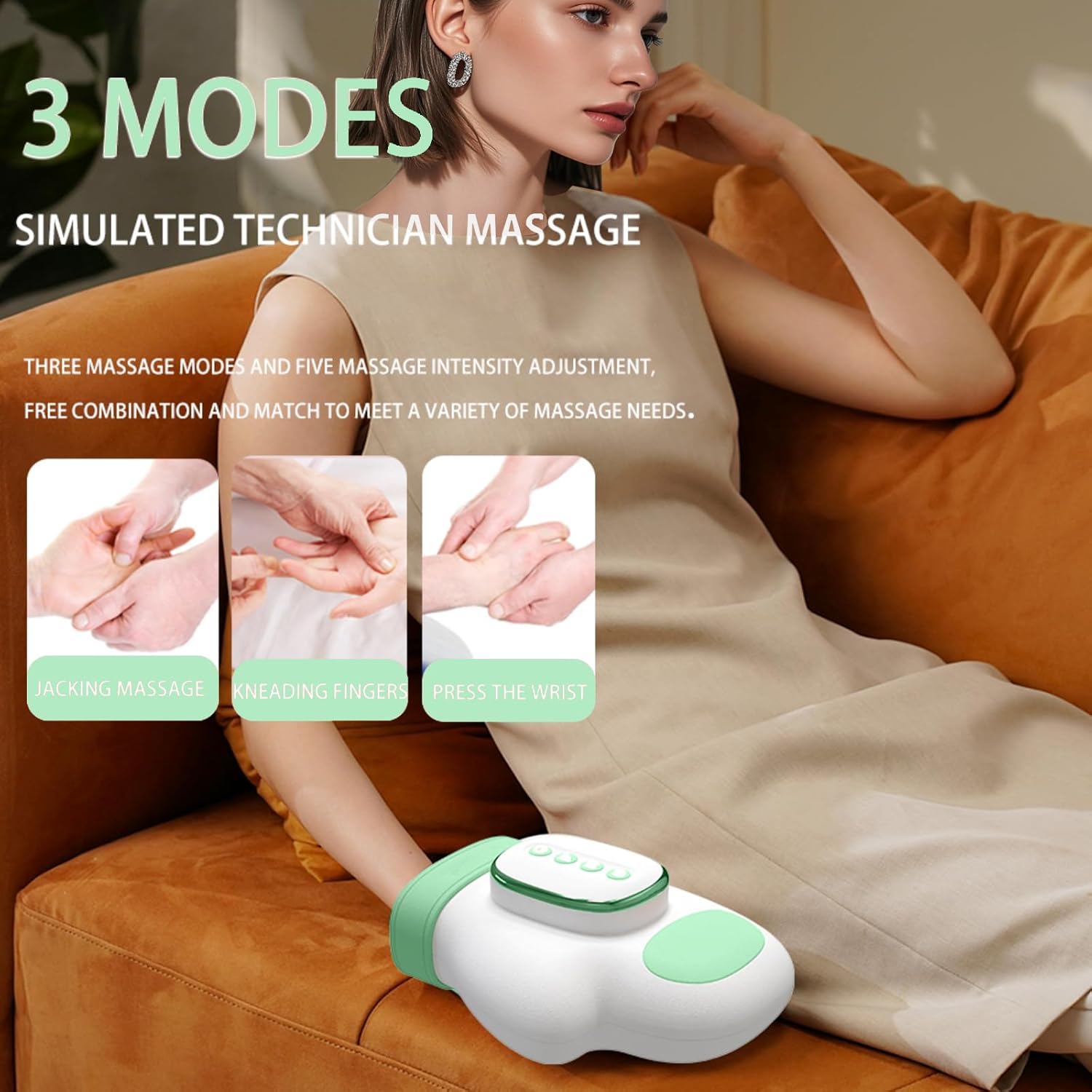 Handmassagegerät mit Wärmefunktion, elektrisches Handmassagegerät, Massagegerät zur Schmerzlinderung für Finger, Handmassagegerät zum Entspannen von Händen und Handgelenken, Geschenke für Männer und Frauen – Bild 3