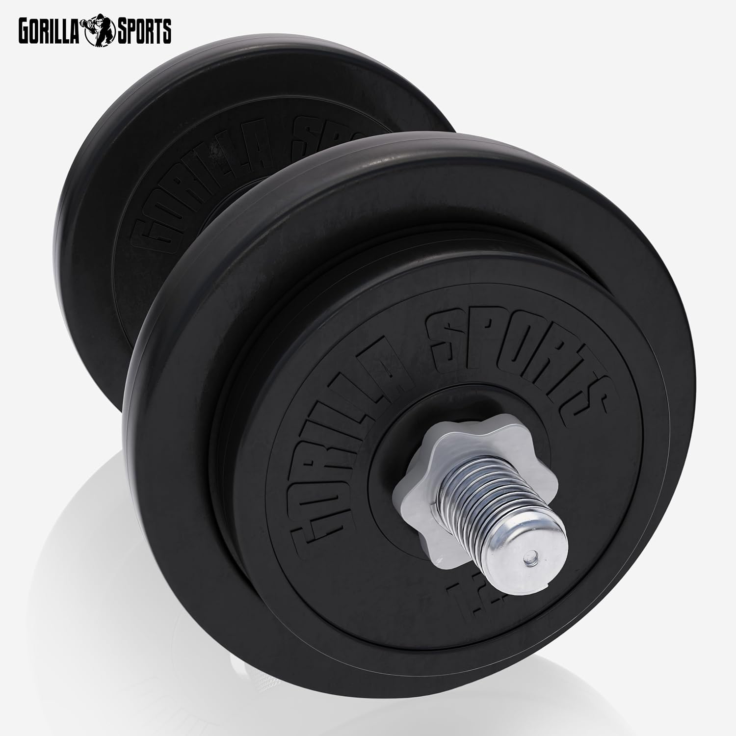 GORILLA SPORTS® Kurzhanteln 2er Set 20/30 kg – Verstellbare Hanteln mit Hantelscheiben 30mm aus Kunststoff, Standard oder Gripper, Kurzhantelset mit Hantelstangen & Sternverschlüssen – Bild 6