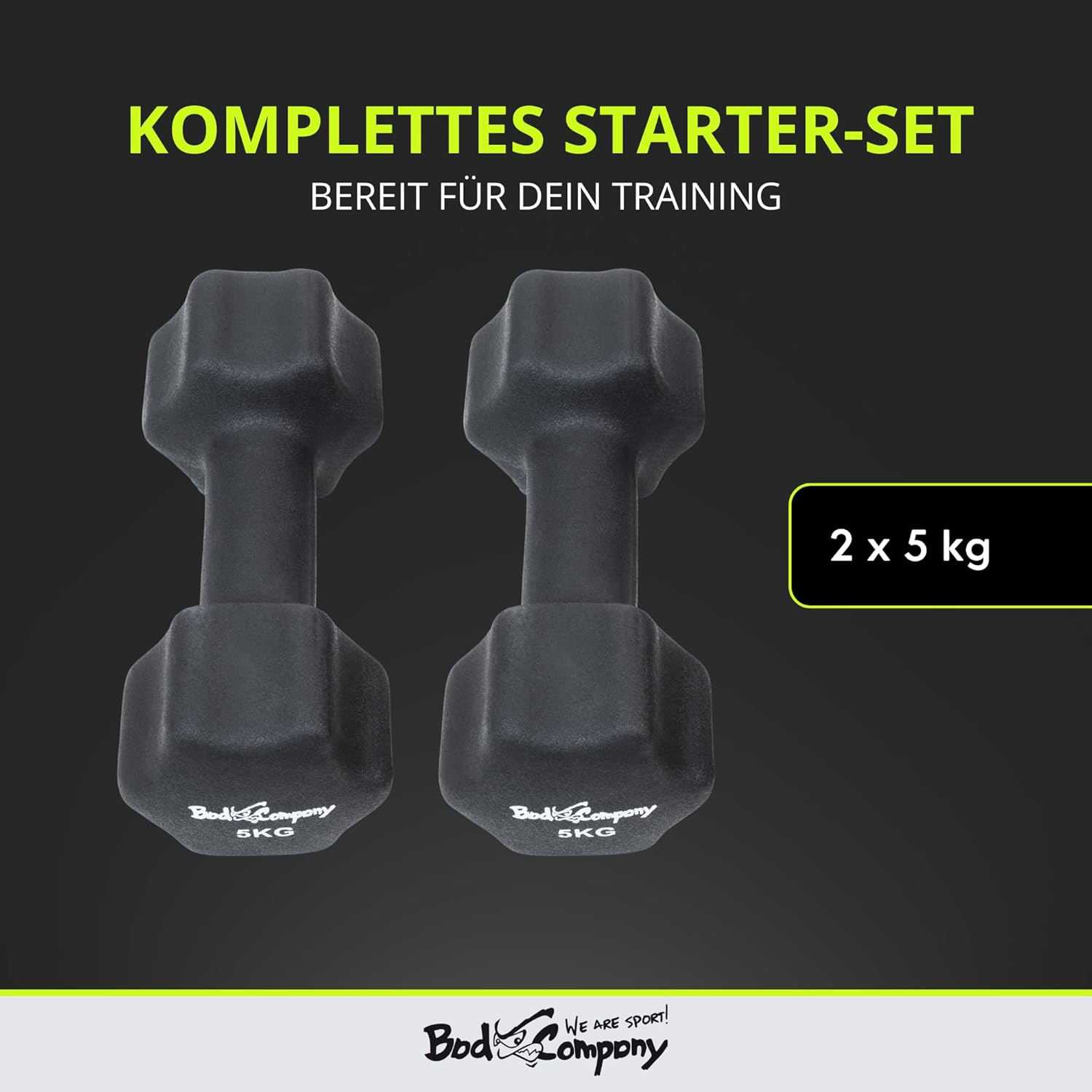 Bad Company Neopren-Hanteln 0,5 kg bis 5 kg farbig I kleine Hantel gummiert für Fitness Gymnastik Aerobic Home Gym Hanteln für Damen Herren I Hanteln – Bild 5
