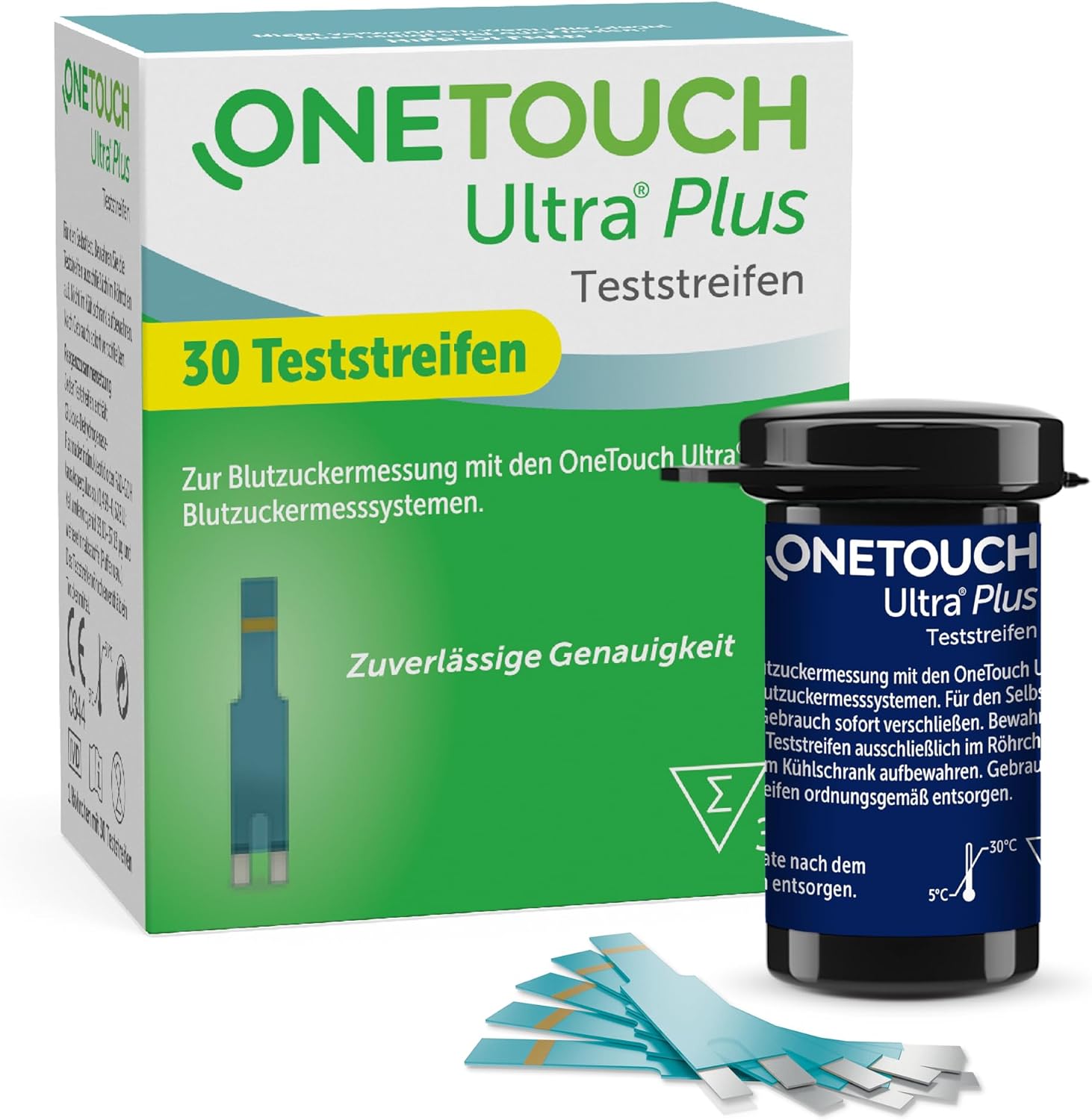 OneTouch Ultra Plus Blutzucker-Teststreifen I 30 Stück I 1 Packung I zur Blutzuckermessung bei Diabetes (Zuckerkrankheit)