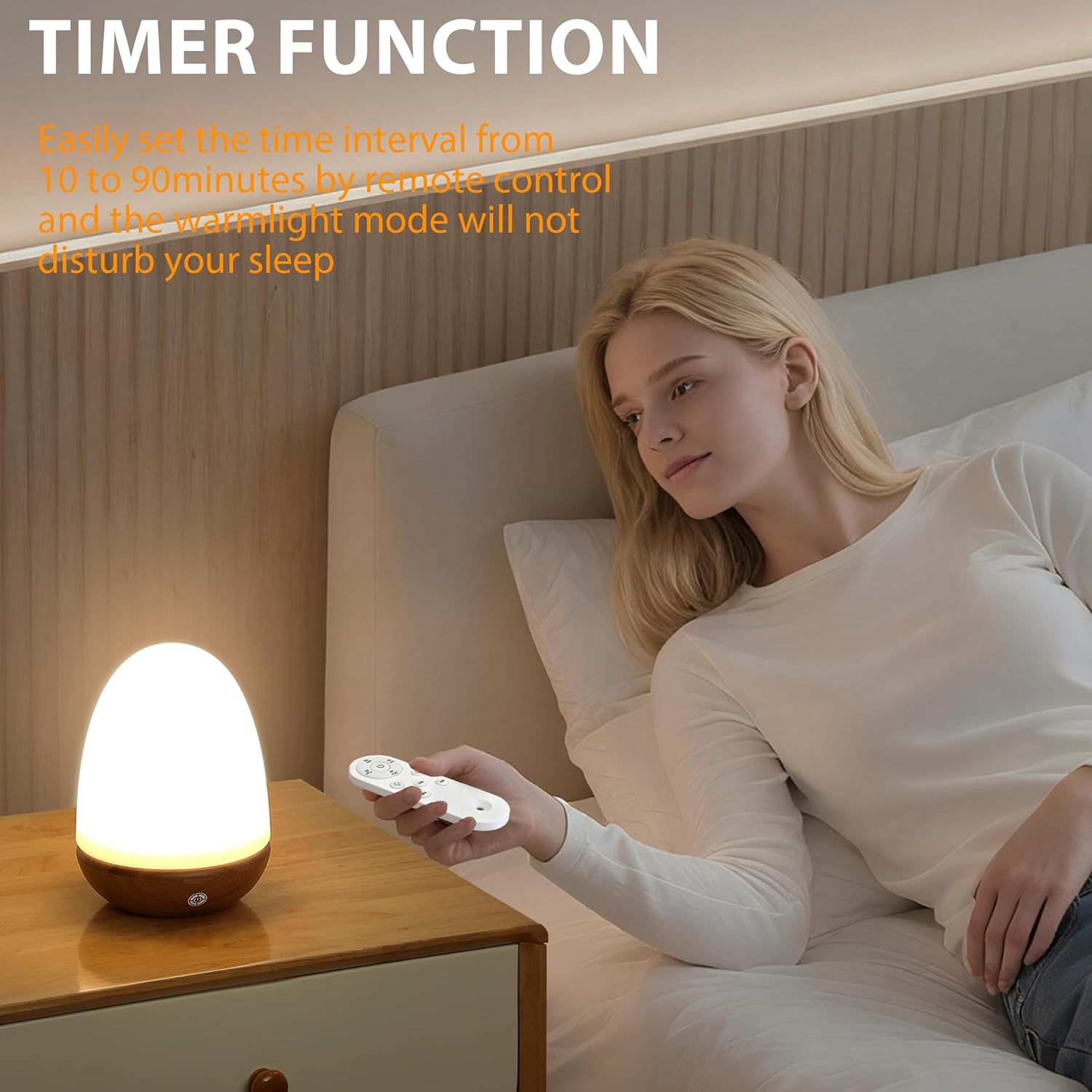 Tageslichtlampe, 15000 Lux Lichttherapielampe mit Fernbedienung, Tageslichtlampen mit einstellbaren Lichtfarben, Helligkeiten und Timer, LED-Simulation von Tageslicht (Walnussholzmaserung) – Bild 6