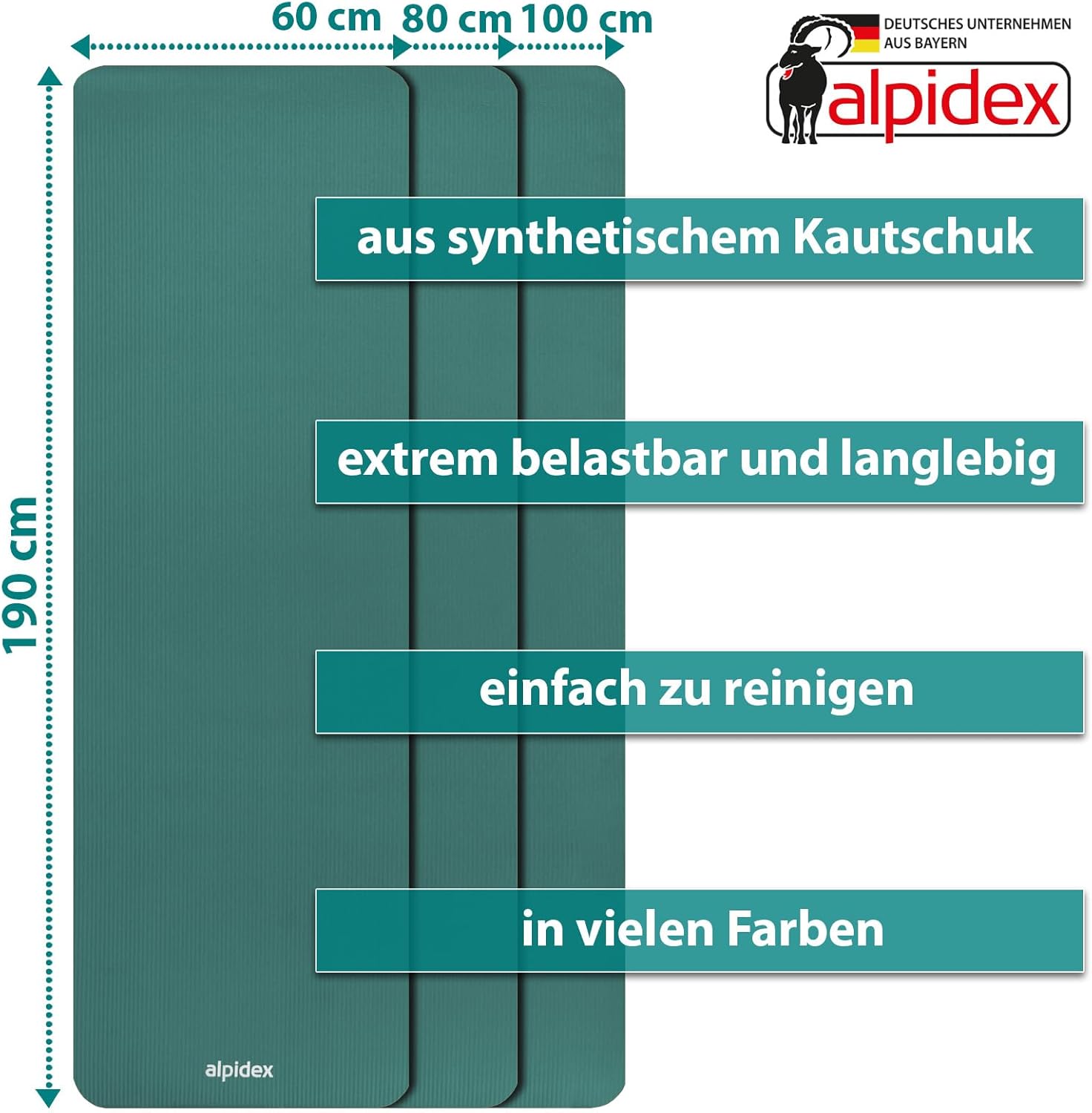 ALPIDEX Yogamatte extra dick 1,5 cm, Gymnastikmatte, 3 Größen, E-Book, rutschfest, phthalatfrei, Fitnessmatte, Gymnastik, Pilates, Sport, Physio, HIIT, Yoga, Trainingsmatte, Schlafmatte – Bild 4