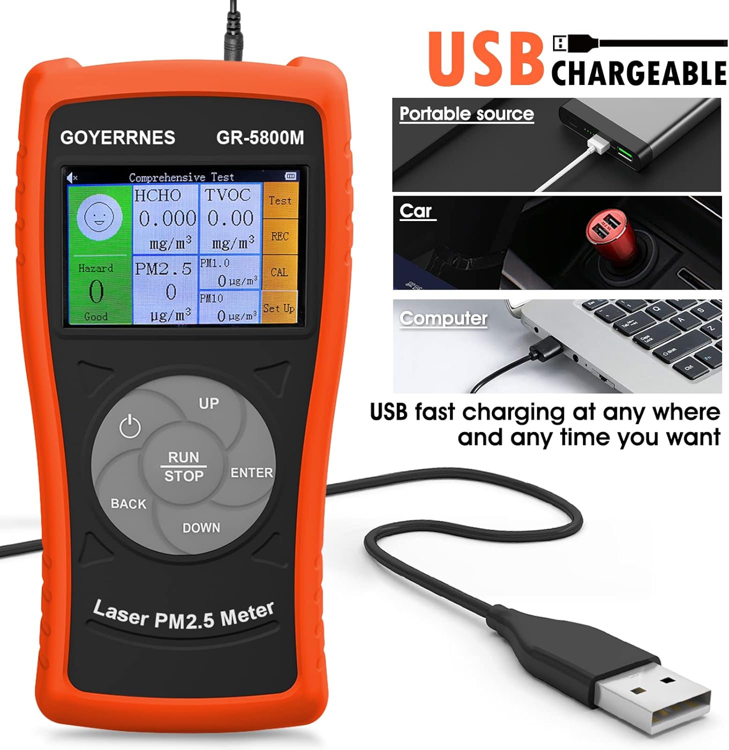 Luftqualitätsdetektor, GR-5800M Schadstoffdetektor PM2,5, PM1,0, PM10 Innenluftpartikelmessgerät, digitaler LCD-Luftqualitätssensoranalysator mit Echtzeit, Datensatz, geeignet für das Heimbüro – Bild 4