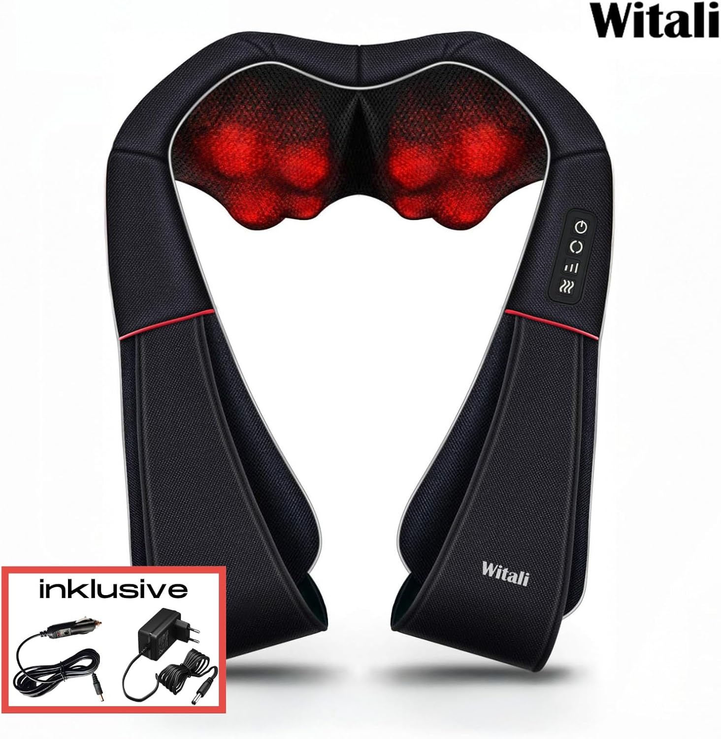 Shiatsu-Massagegeräte mit HeatFlow-Wärmefunktion für Nacken, Schulter und Rücken, zu Hause und auf Reisen mit Autoadapter – Bild 9