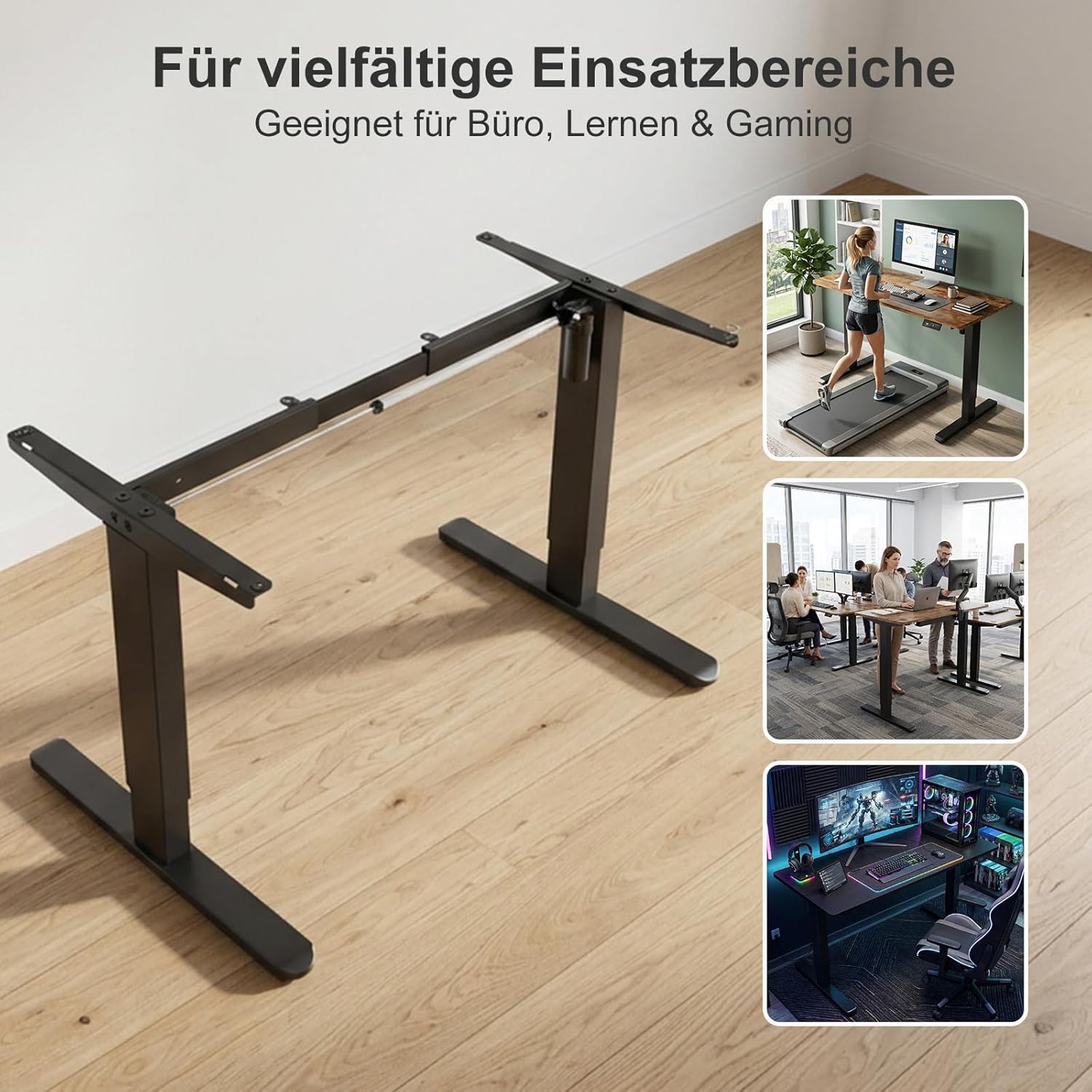 Flamaker Höhenverstellbarer Schreibtisch, Elektrisches Tischgestell, Höhenverstellbar, Elektrisches 2-Wege-Teleskop mit Memory-Steuerung, Höhenverstellbares Schreibtischgestell (Schwarz) – Bild 7