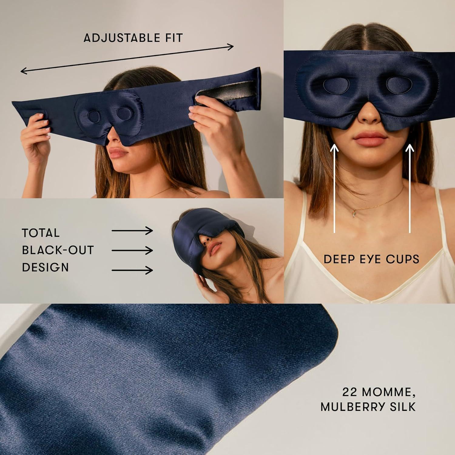 3D-Schlafmaske aus Seide mit Augenmuscheln – Verdunkelungs-Schlafmaske für Männer und Frauen – Augenmasken zum Schlafen überall – Verdunkelungs-Augenmaske, Augenschlafmaske aus Maulbeerseide für Frauen – Bild 6
