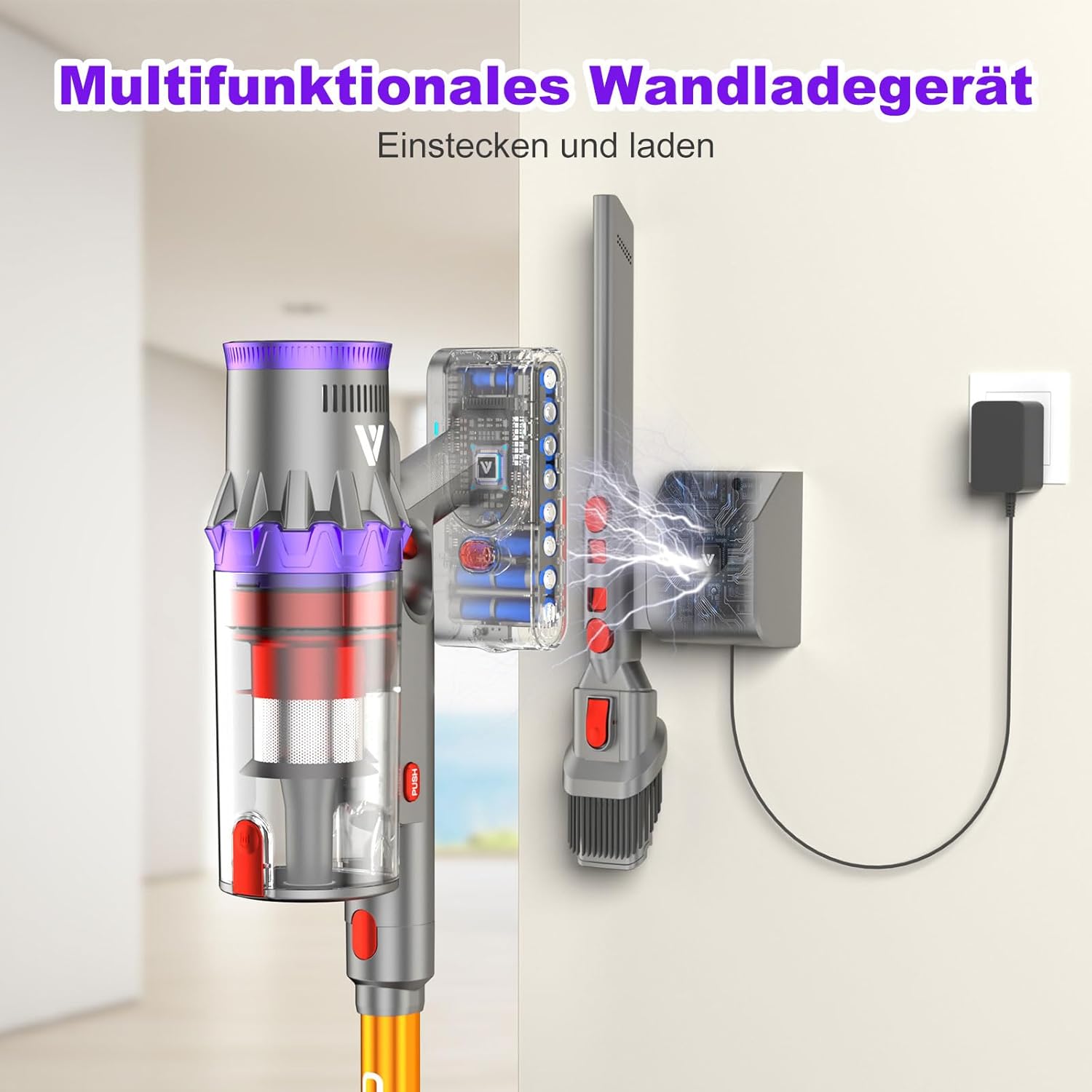 coovy Akku-Staubsauger SU7, 580 W/75 Min./55000 Pa Akku-Staubsauger mit super großem Display, Automatikmodus, Akku-Staubsauger für Teppiche, Tierhaare, Hartböden – Bild 8