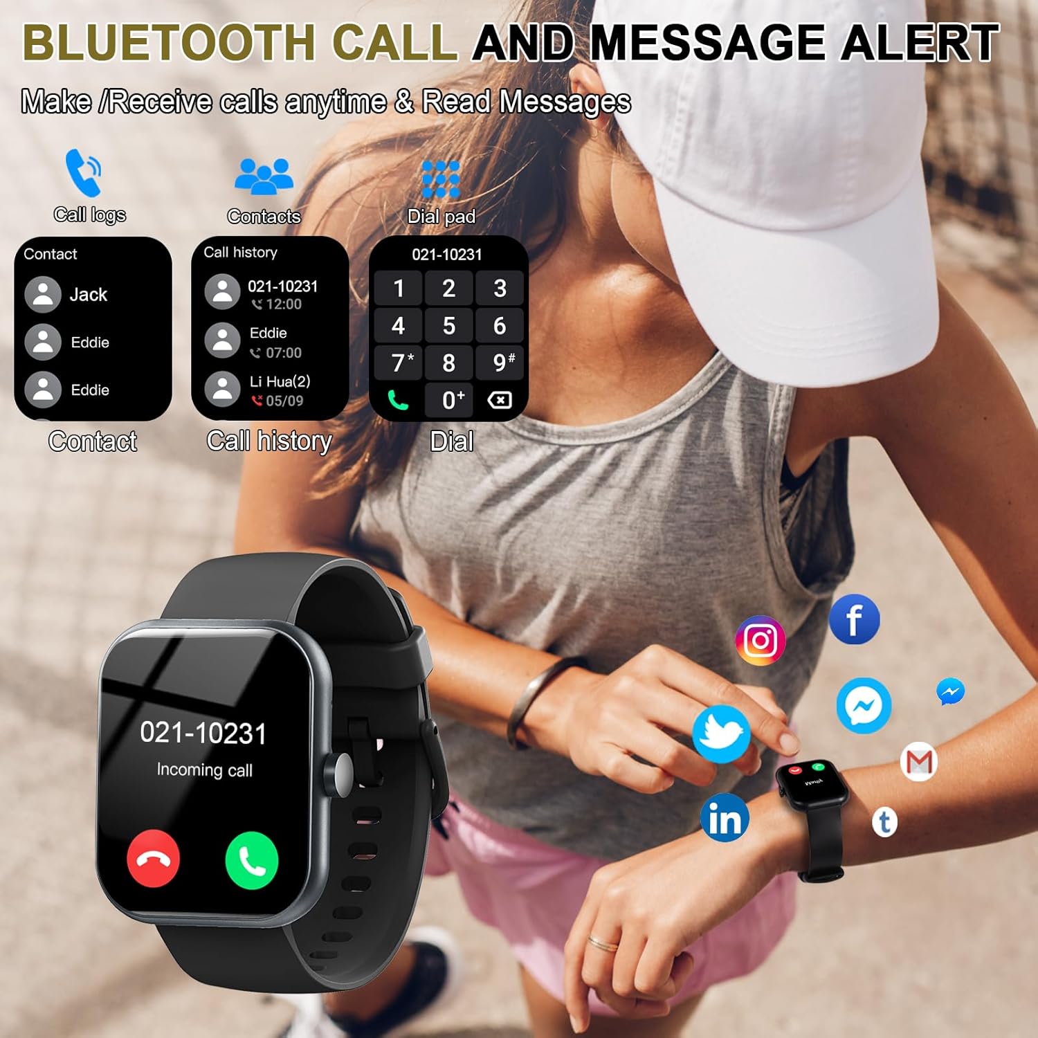Smartwatch Herren Damen 1,96 Zoll HD Touch Fitnessuhr mit Telefonfunktion, Smartwatch Fitness Tracker mit Herzfrequenzmesser, Schlafmonitor, Schrittzähler, 113+ Sportmodi, IP68 Wasserdicht Sport – Bild 2