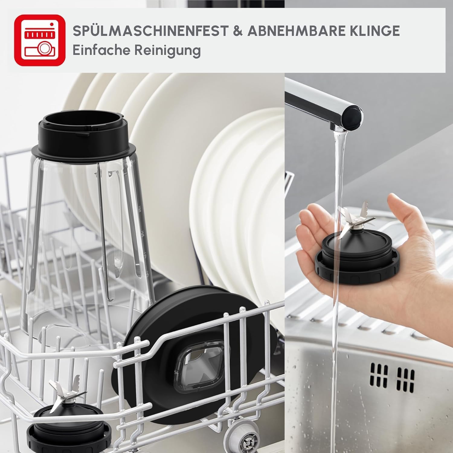 Tefal PerfectMix Essential BL771BF0 Hochgeschwindigkeitsmixer, stufenlos einstellbare Geschwindigkeit, Pulse-Funktion, abnehmbare Powelix-Klingen, hitzebeständiger 2-Liter-Glasbehälter, 1200 W, Grau – Bild 7
