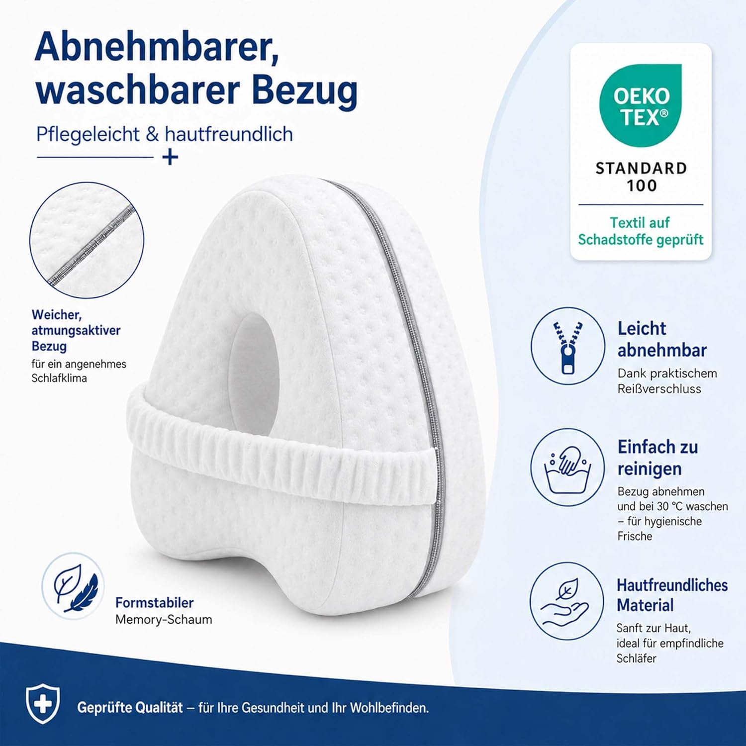 Orthopädisches Kniekissen, Beinkissen, Kniekissen für Seitenschläfer, Memory-Schaum-Seitenschläferkissen, orthopädisches Kissen, Linderung von Hüft-, Rücken- und Knieschmerzen, Schwangerschaft – Bild 7