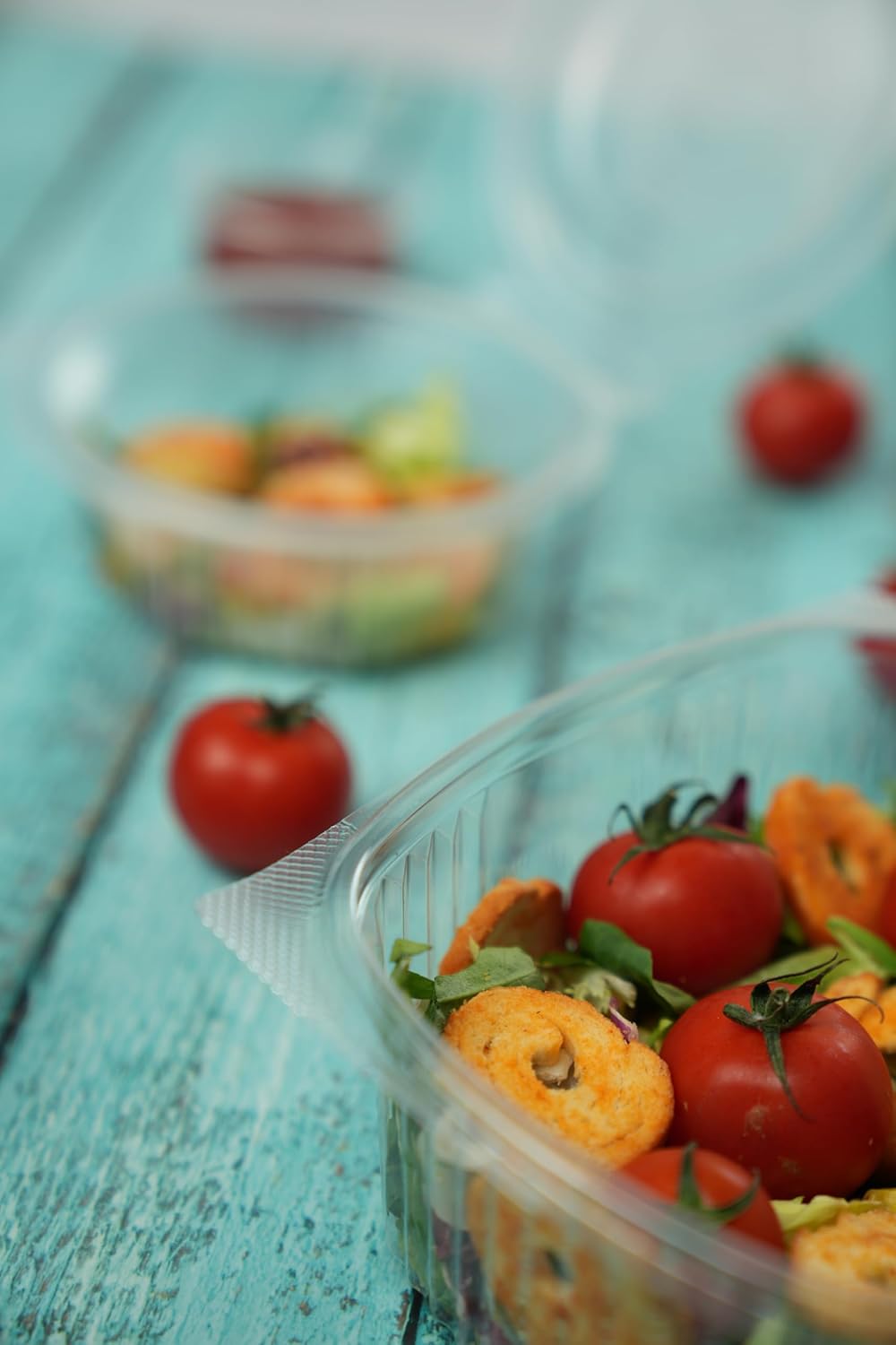 Commerline 500 Stück 500 ml quadratische Faltschüsseln, wiederverwendbare PP-Kunststoffbehälter, Salatschüsseln mit Deckel, transparente Feinkost- und Lebensmittelbehälter für die Gastronomie – Bild 5