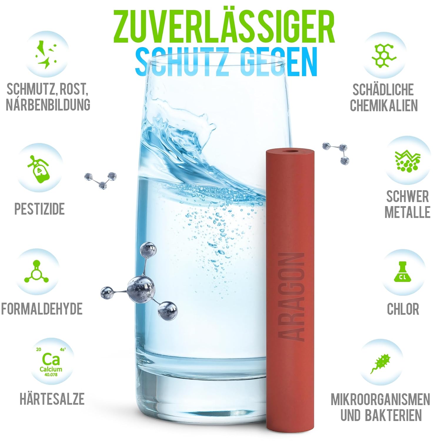 Geyser Euro-Wasserfilter für Wasserhahn, Küchenarmatur, Wasserfilter für Leitungswasser mit Kartuschen aus einzigartigem Material. Hocheffizientes Aragon-Wasserfiltersystem – Bild 5