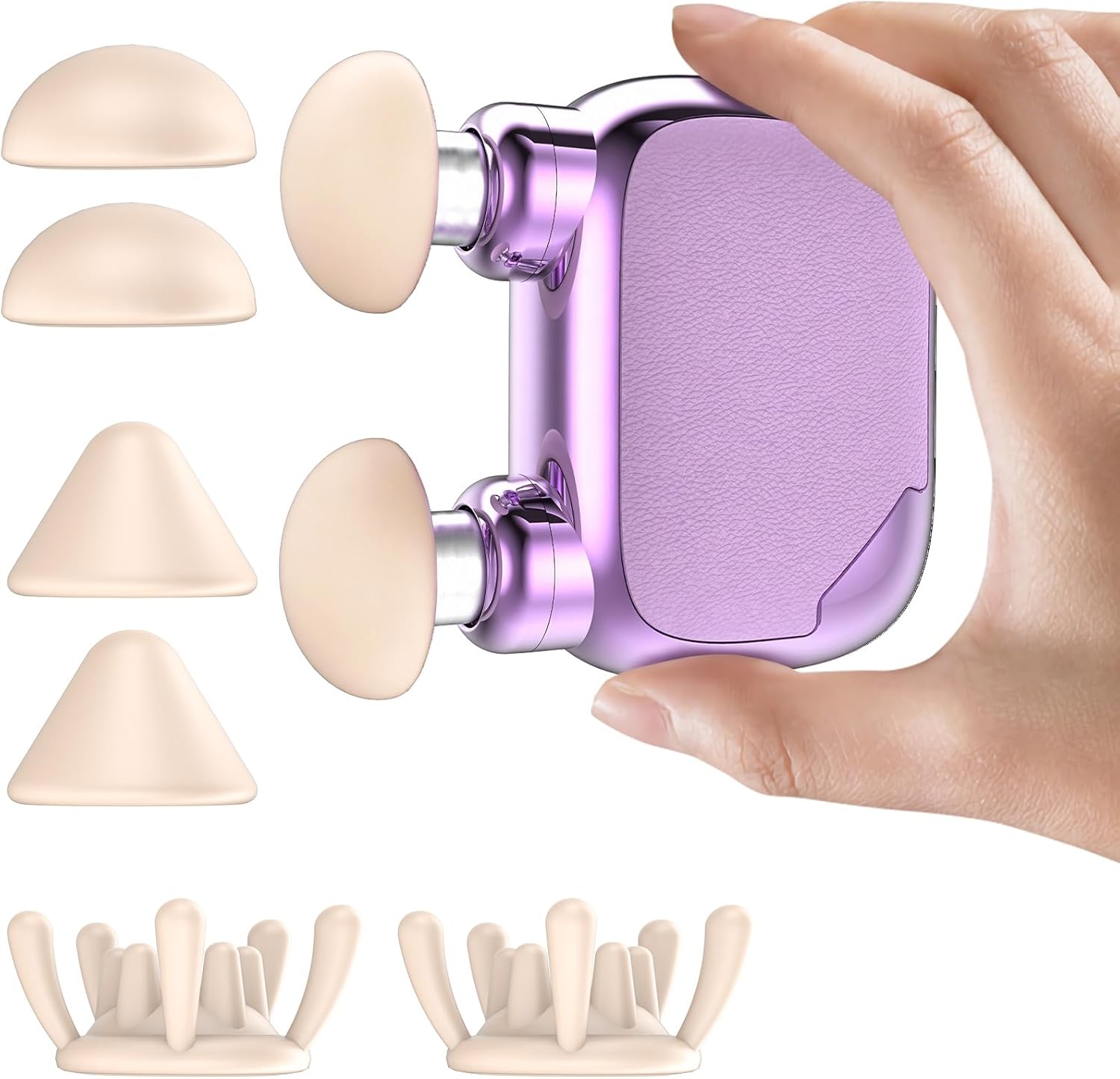 Massagepistole Mini Dual Head – Leises Nacken-Massagegerät mit 9 mm Tiefengewebe-Massage, 3 Silikonaufsätzen, tragbare Mini-Massagepistole mit 3 Intensitätsstufen (Lavendel Lila)