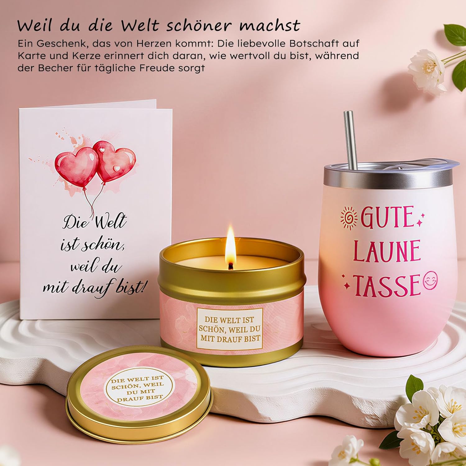 TUZELIYA Geschenke für Frauen, Freundin – Geburtstagsgeschenk – Wellness-Geschenkset – Gute Besserung & Mutgeschenke – Geschenkideen für Mutter, Schwester, Tochter, Kollegin, Tante, Ehefrau – Rosa – Bild 5