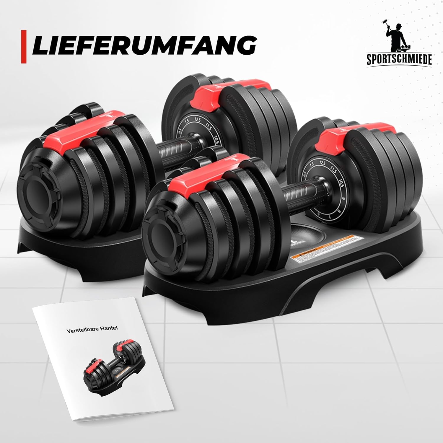 SPORTSCHMIEDE Verstellbare Hanteln (Easy Switch) Hantelset für Männer und Frauen – Ideal für Krafttraining & Fitness, Hantelset, Hanteln für Zuhause – Auch als 3-in-1 – Home Gym – Bild 5
