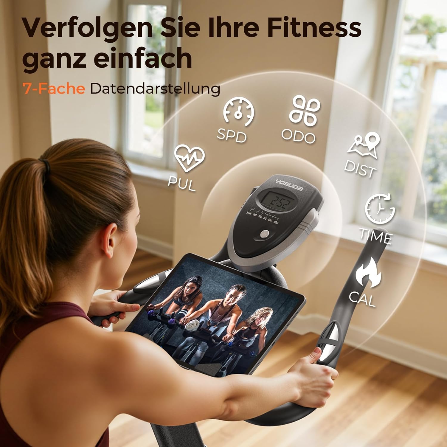 【2026 Aktualisiert】YOSUDA Heimtrainer Fahrrad, Leises Hometrainer Fahrrad mit einstellbarem magnetischem Widerstand, LED-Monitor, Tablet-Halter, Spining Bike Inndoor für Kardiotraining zu Hause – Bild 6