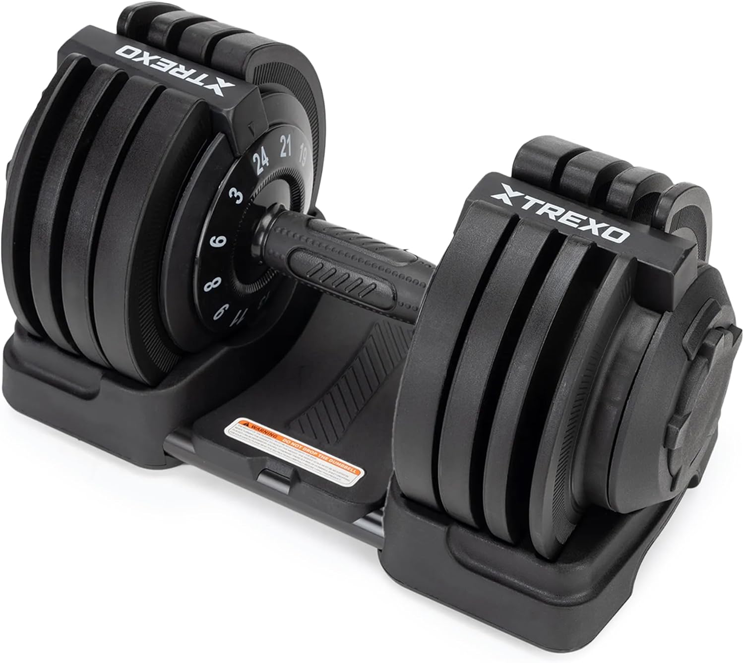 TREXO Verstellbare Hantel 18–40 kg, Gewichtsregulierung mit Drehknopf, verstellbare Hantel aus Eisen für Fitnessübungen, verstellbare Hantel mit ergonomischem, rutschfestem Griff, Farbe Schwarz