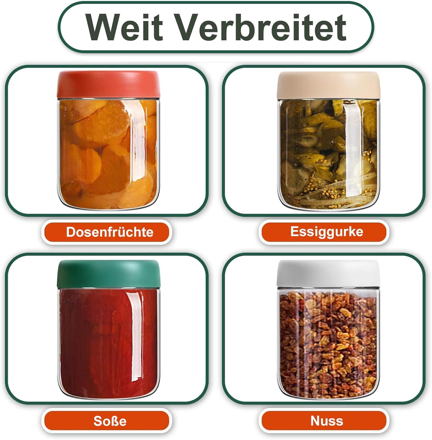 QIMYGIFT Overnight Oats Gläser mit Deckel, 500 ml Einmachgläser mit Schraubdeckel, Meal-Prep-Gläser für hausgemachte Marmelade, Babynahrung, Einlegen, Einkochen, Einmachglas, Sauerteig – Bild 6