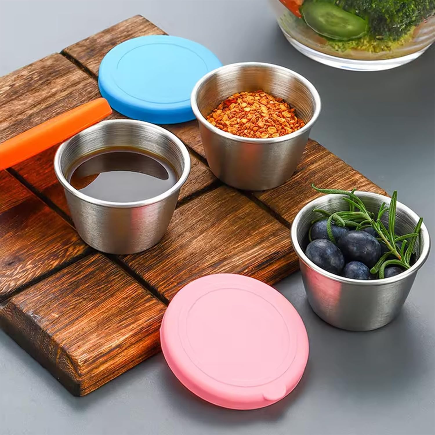 PandaEar Edelstahl-Behälter für Salatdressings mit Deckel – Set mit 6 Mini-Dosen mit Deckel, auslaufsichere Saucenbehälter, kleine Lebensmittelbehälter für Lunchbox und Essenszubereitung – Bild 6