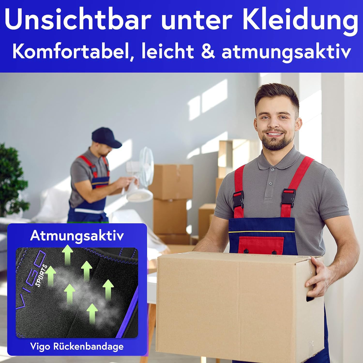 Vigo Sports Rückenbandage, maschinenwaschbar – Anti-Schweiß-Nierengürtel zur effektiven Rückenstabilisierung – Rückenstützgürtel für Damen und Herren – Wärmender Lordosenstützgürtel – Bild 4