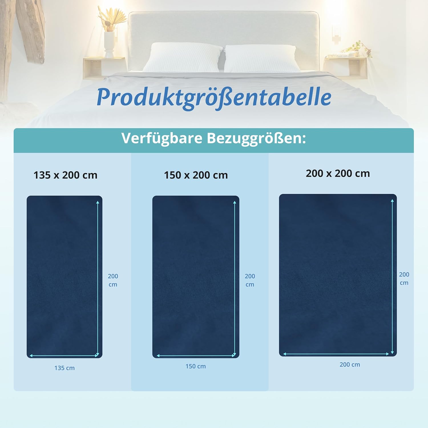 Ella Bettbezug 135 x 200 cm für Gewichtsdecke – aus 100 % Baumwolle – geeignet für Gewichtsdecken mit 7 kg und 9 kg – Marineblau – Bild 8