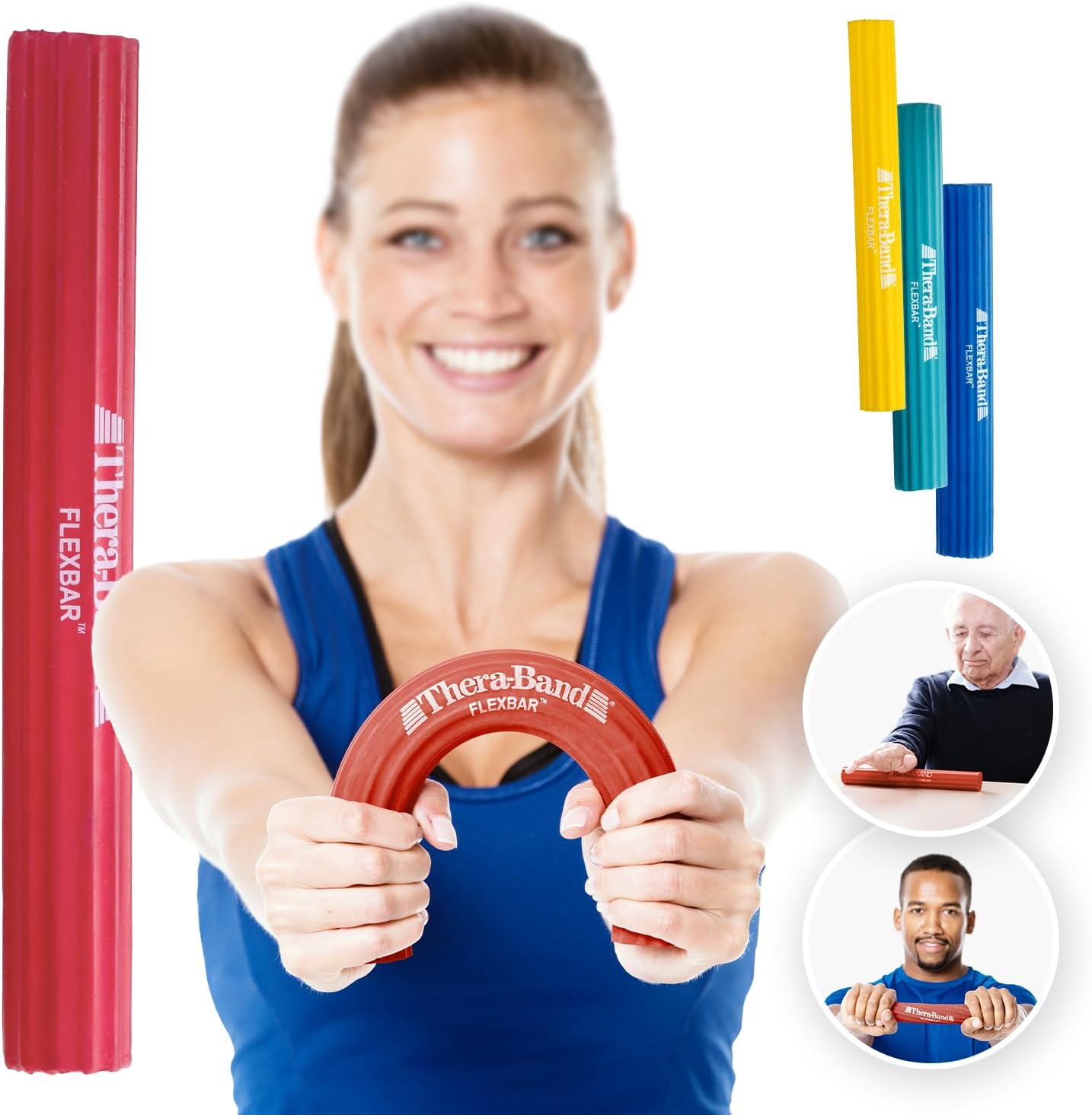TheraBand FlexBar Handtrainer | Unterarmtrainer für Rehabilitation & Griffkraft | Trainingsgerät für Hand, Handgelenk & Unterarm | Fitnesszubehör | Handmuskeltraining | Flexibler Übungsstab