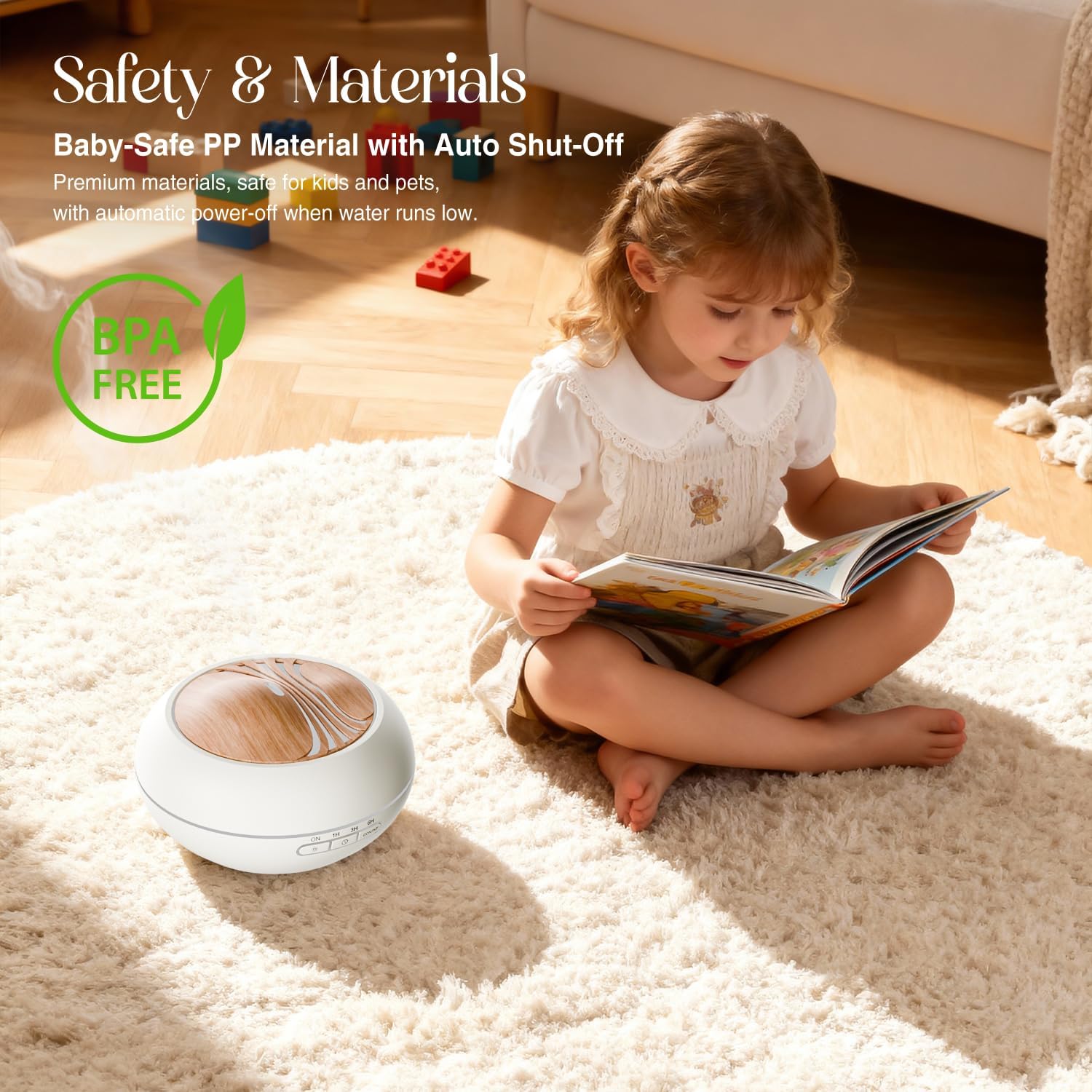 SALKING Aroma-Diffusor für ätherische Öle – 400 ml, Aromatherapie-Raumduft, Ultraschall-Diffusor, weiße Holzmaserung, Duftöl-Diffusoren, Öllampe, elektrischer Duftdiffusor RGB für Zuhause, Büro, Yoga, Schlafen – Bild 5