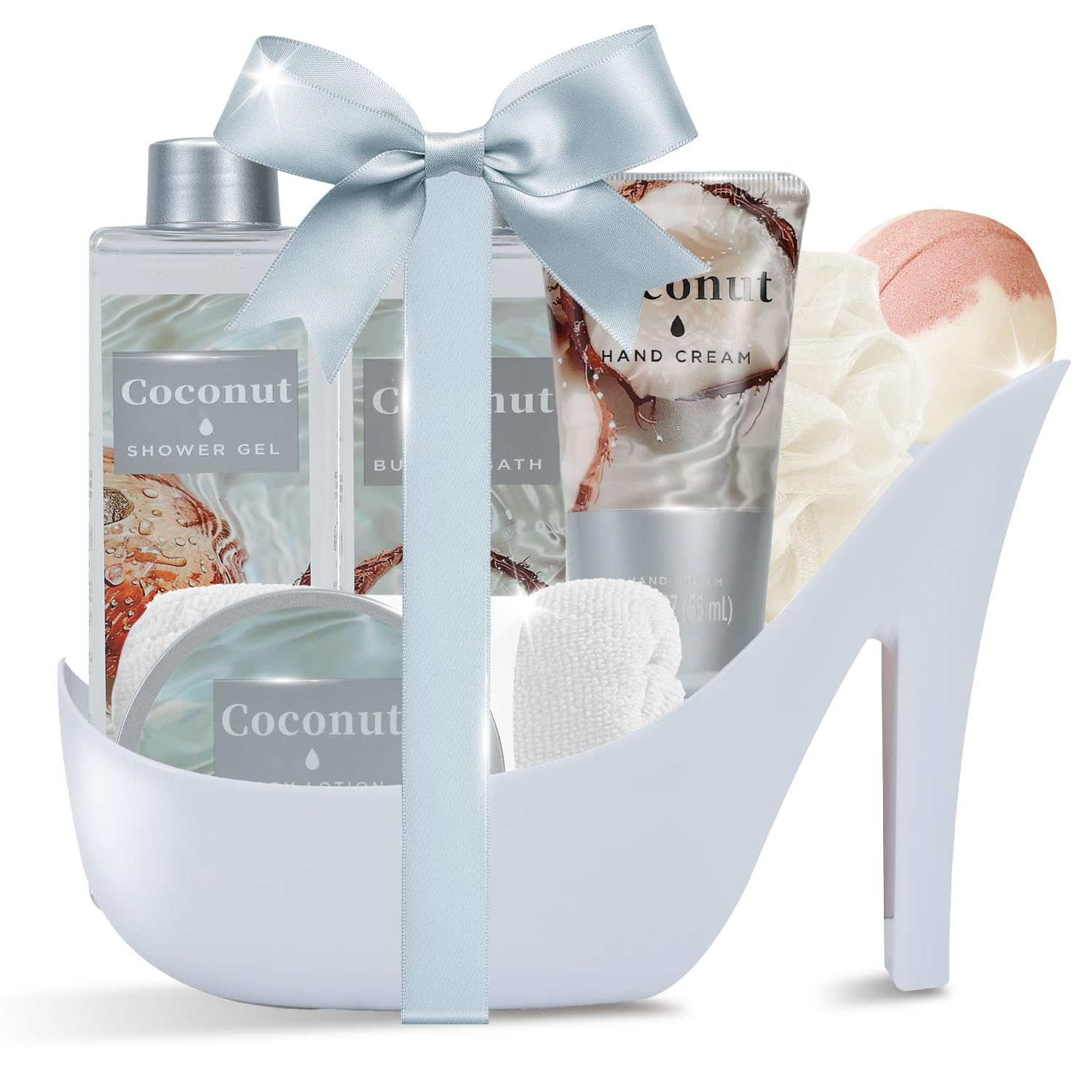SPA LUXETIQUE Bade-Geschenkset für Damen – 8-teiliges Bade-Geschenkset mit Kokosnuss-Duft, Geburtstagsgeschenk, Wellness-Set für Frauen mit Duschgel, Schaumbad, Körperlotion, Geschenkset zum Muttertag, Geschenke für Sie, Frauen, Mutter
