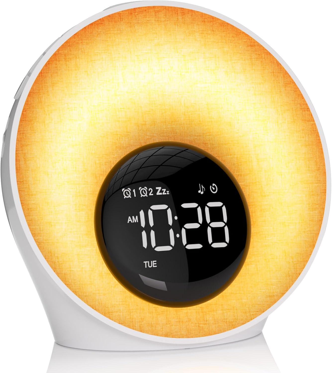 Tageslichtwecker, Lichtwecker Sonnenaufgang Wecker mit Licht, Wecker Digital mit 2 Alarme und Snooze, White Noise Machine mit 30 Schlafgeräuschen, Nachttischlampe mit 20 Helligkeit, 8 Farblicht, Timer