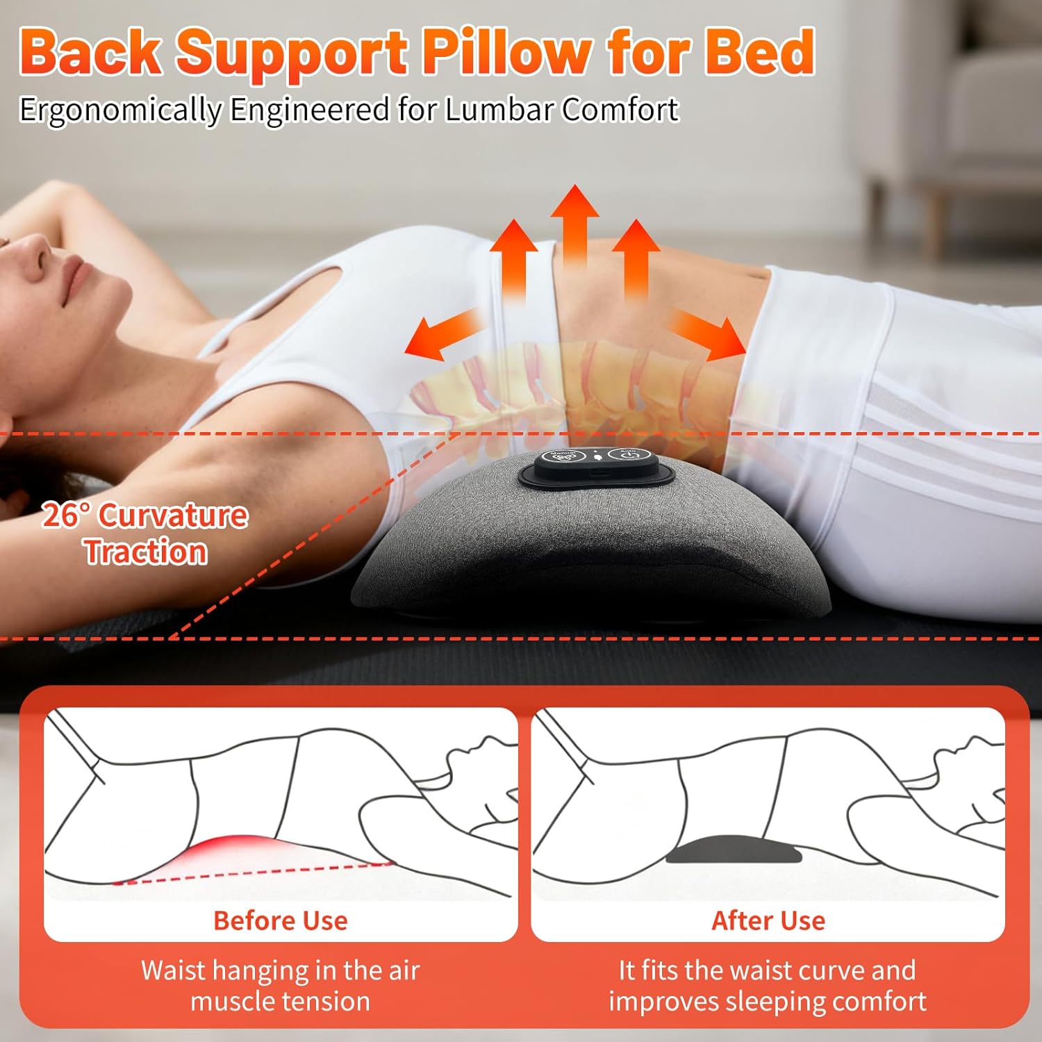3-in-1-Rückenmassagegerät, Rückenmassagegerät, Schultermassagegerät, ergonomische Rückenstütze mit Traktionslifting und Vibrationsmassage und Wärmekompresse für Nacken, Schultern und Rücken – Bild 6