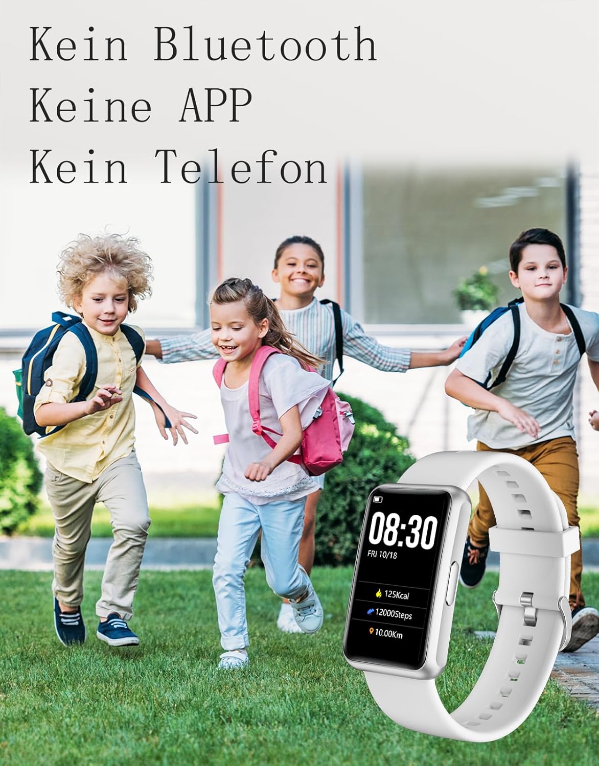Schrittzähler-Uhr (ohne App/ohne Mobiltelefon), 1,47-Zoll-Bildschirm, einfacher Fitness-Tracker, Smartwatch mit Kalorienzähler, Schlafüberwachung, Stoppuhr, wasserdichter Timer, Gehen, Laufen, Fitnessuhr für Senioren/Männer/Frauen – Bild 2