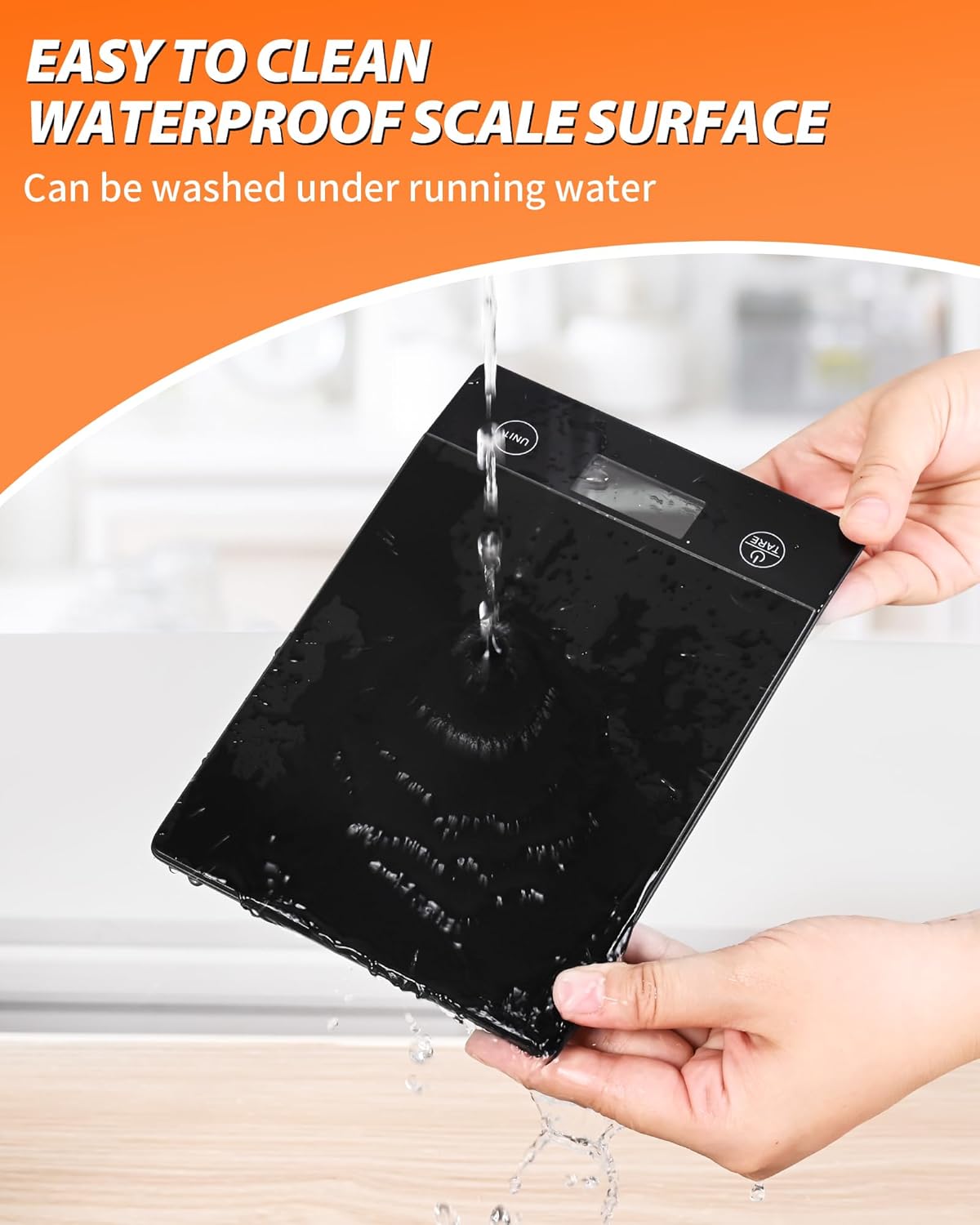 Digitale Küchenwaage mit geneigtem Display, digitale Küchenwaage aus Glas, hohe Präzision 1 g, Tara-Funktion, wasserdichte 10 kg Lebensmittelwaage, Touchscreen inklusive Batterien, schwarz – Bild 6